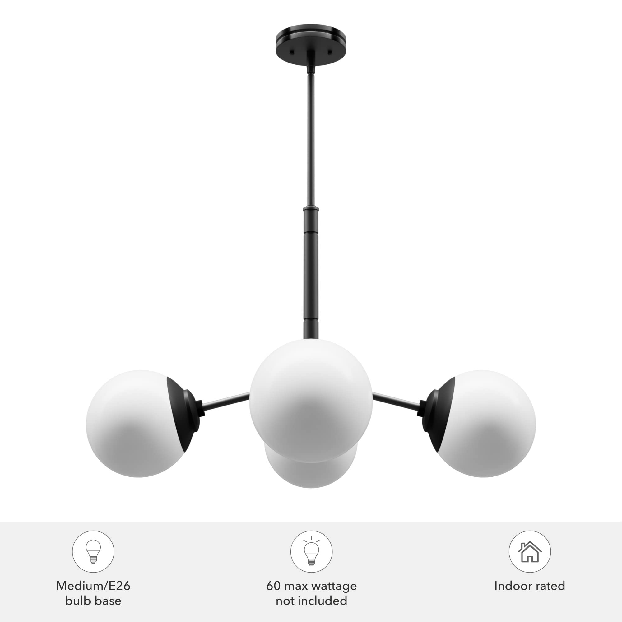 Hunter Fan Company 19017 Hepburn 5-Light Chandelier in Matte White Finish - Elegant Ceiling Lighting Fixture for Dining Room, Living Room & Bedroom