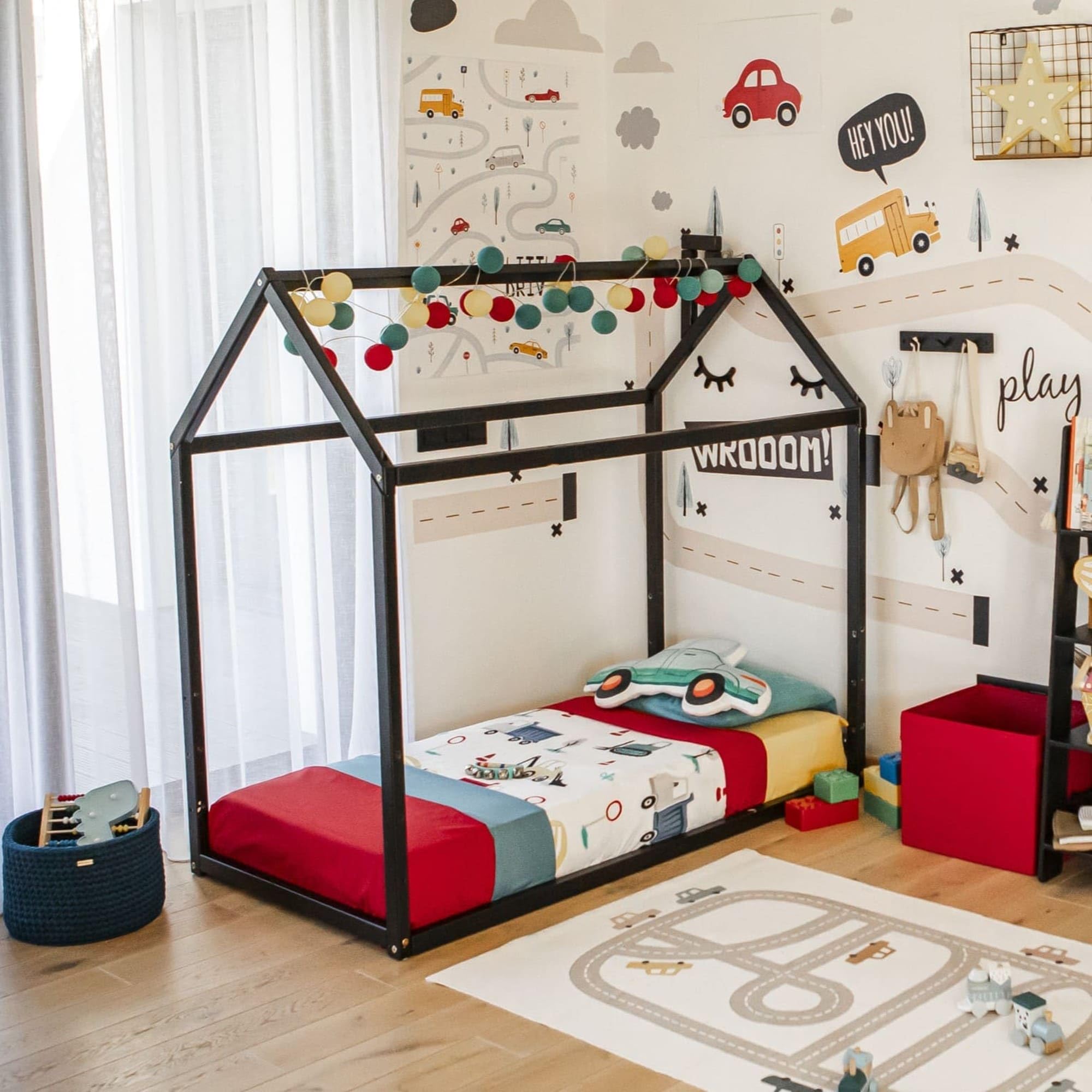 Montessori Floor House Bed for Toddlers - Twin Size 39x75