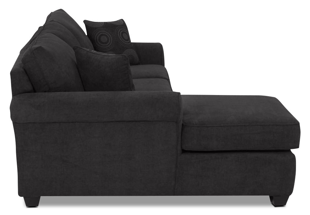 Althea 2-Piece Left Facing Chaise Sectional Sofa in Black - Modern Living Room Furniture for Small Spaces & Apartments