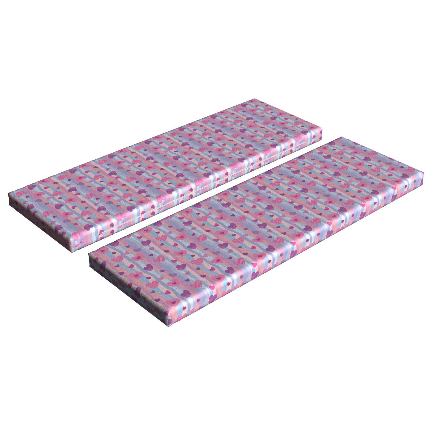 Ambesonne 2-Piece Love Bench Cushion Set with Heart & Vertical Stripes Design - 45