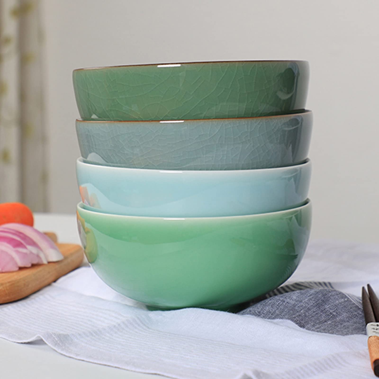 Premium Ceramic Salad Bowls - Chip-Resistant Pasta, Berry & Soup Bowls | Microwave & Dishwasher Safe | Ideal for Cereal, Appetizers & Kitchen Use | Elegant Color Options (Set of 4) | Perfect for Family Dinners, Picnics & Meal Prep