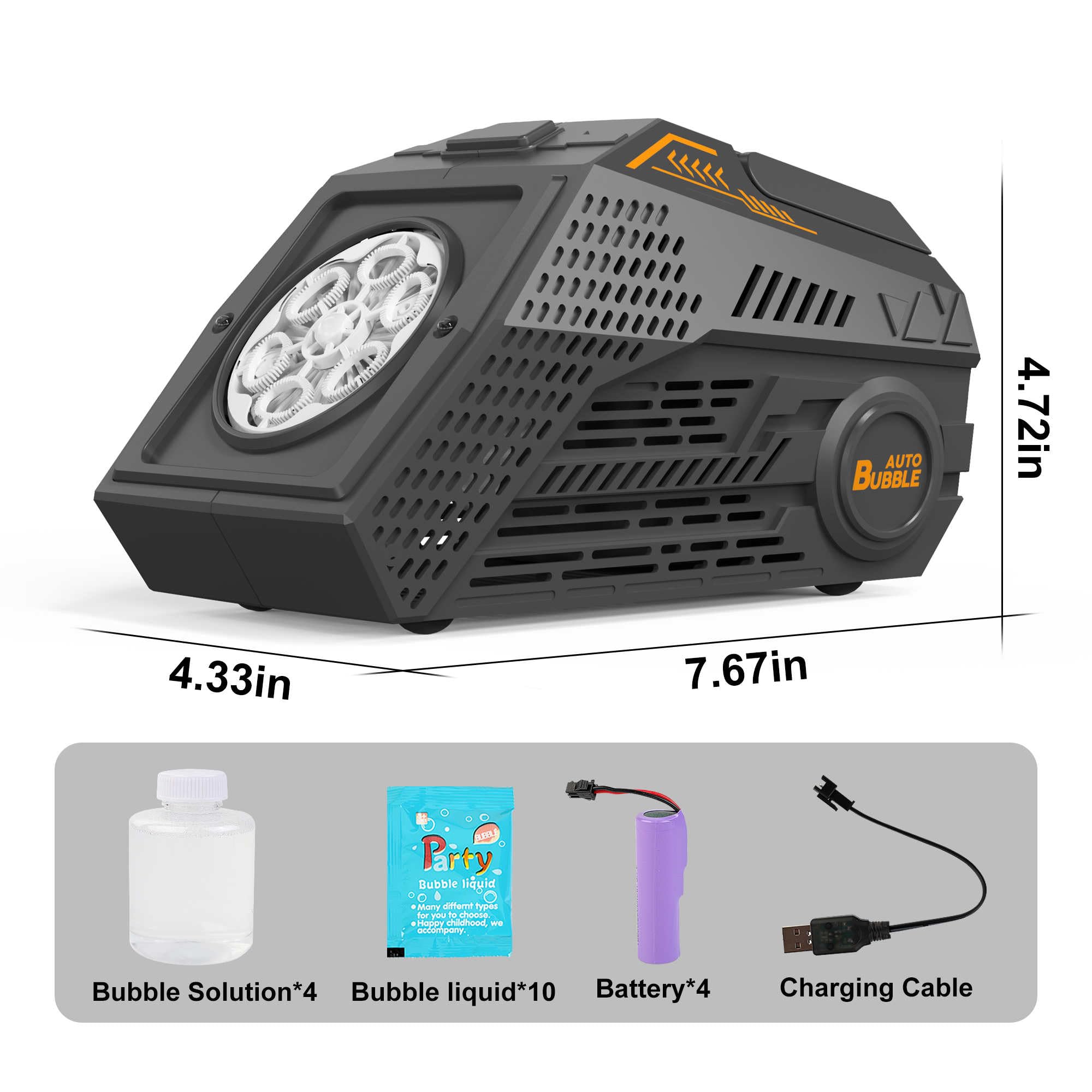 2-Pack Automatic Bubble Blower Machine with 4 Rechargeable Batteries - 20000+ Big Bubbles Per Minute for Kids Outdoor Play, Birthday Parties, Weddings & Summer Fun (Black) - Perfect for Backyard, Park, and Beach Activities