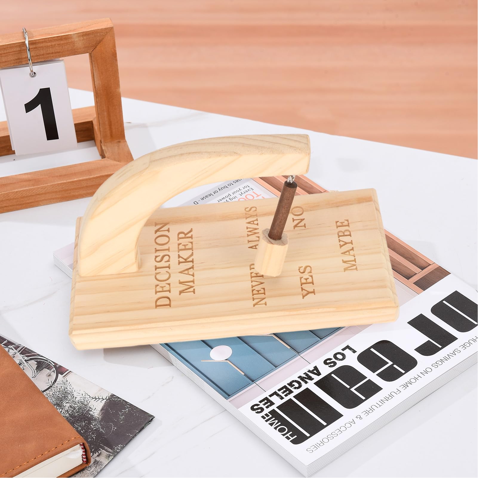 Wooden Magnetic Decision Maker Spinner - Fun Yes No Maybe Oscillating Selector for Quick Answers | Perfect for Home, Office Decor & Party Games