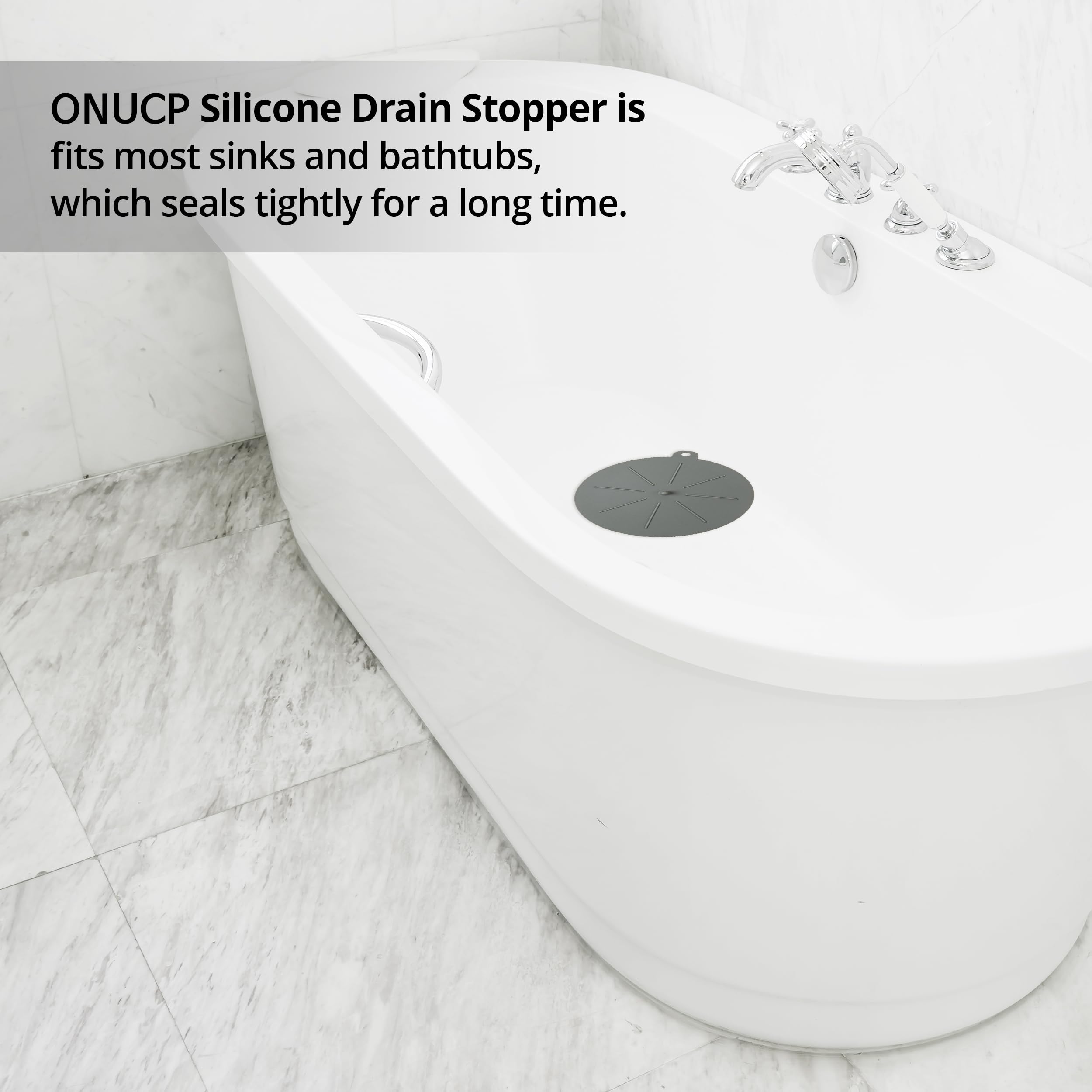 Universal Silicone Sink Stopper with Strong Suction - 6 Inch Leakproof Drain Plug for Kitchen, Bathroom & Bathtub - BPA-Free, Reusable, Durable - Clay Gray - Perfect for Washing Dishes, Hair Washing & Baby Bathing