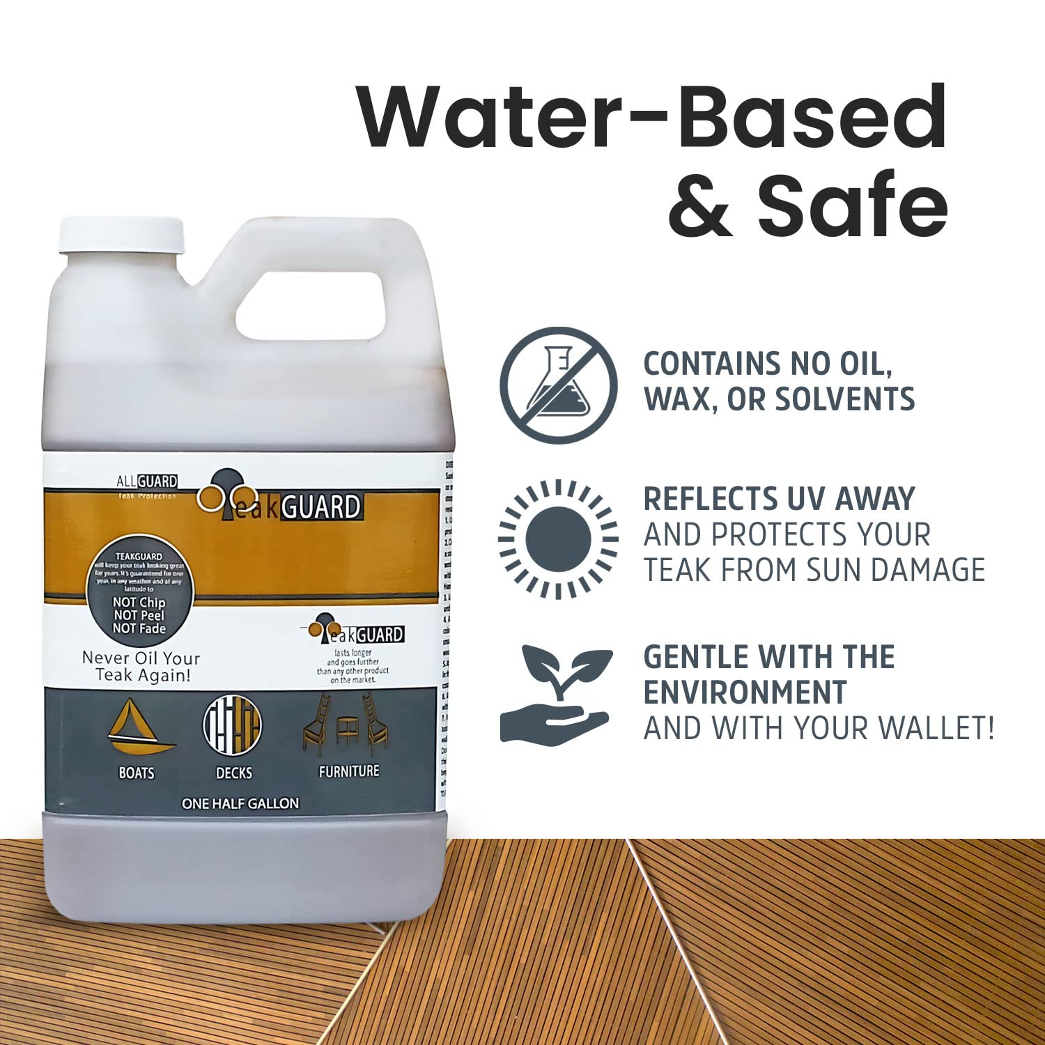 Premium Teak Cleaner and Brightener - Water-Based, Oil-Free Wood Restorer & Protectant for Outdoor & Indoor Furniture - Safe & Easy to Use Teak Sealer & Polisher - 64 oz - Perfect for Patio, Deck, and Garden Wood Care