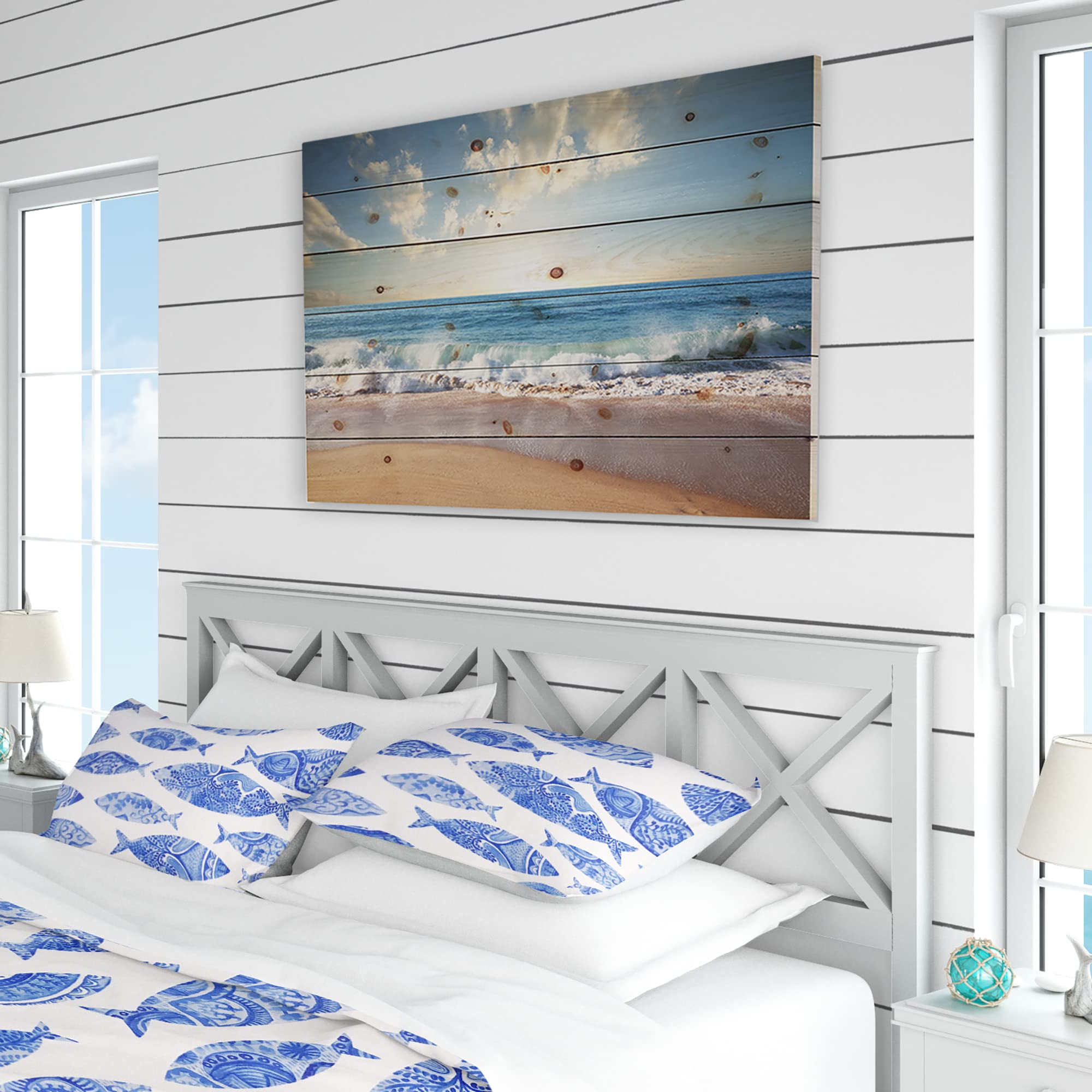 DesignQ Blue Nautical Fish Seamless Pattern Duvet Cover Set - Twin Size Coastal Beach Bedding 3-Piece All Season Comforter Set | Perfect for Beach House, Coastal Decor & Nautical Themed Bedrooms