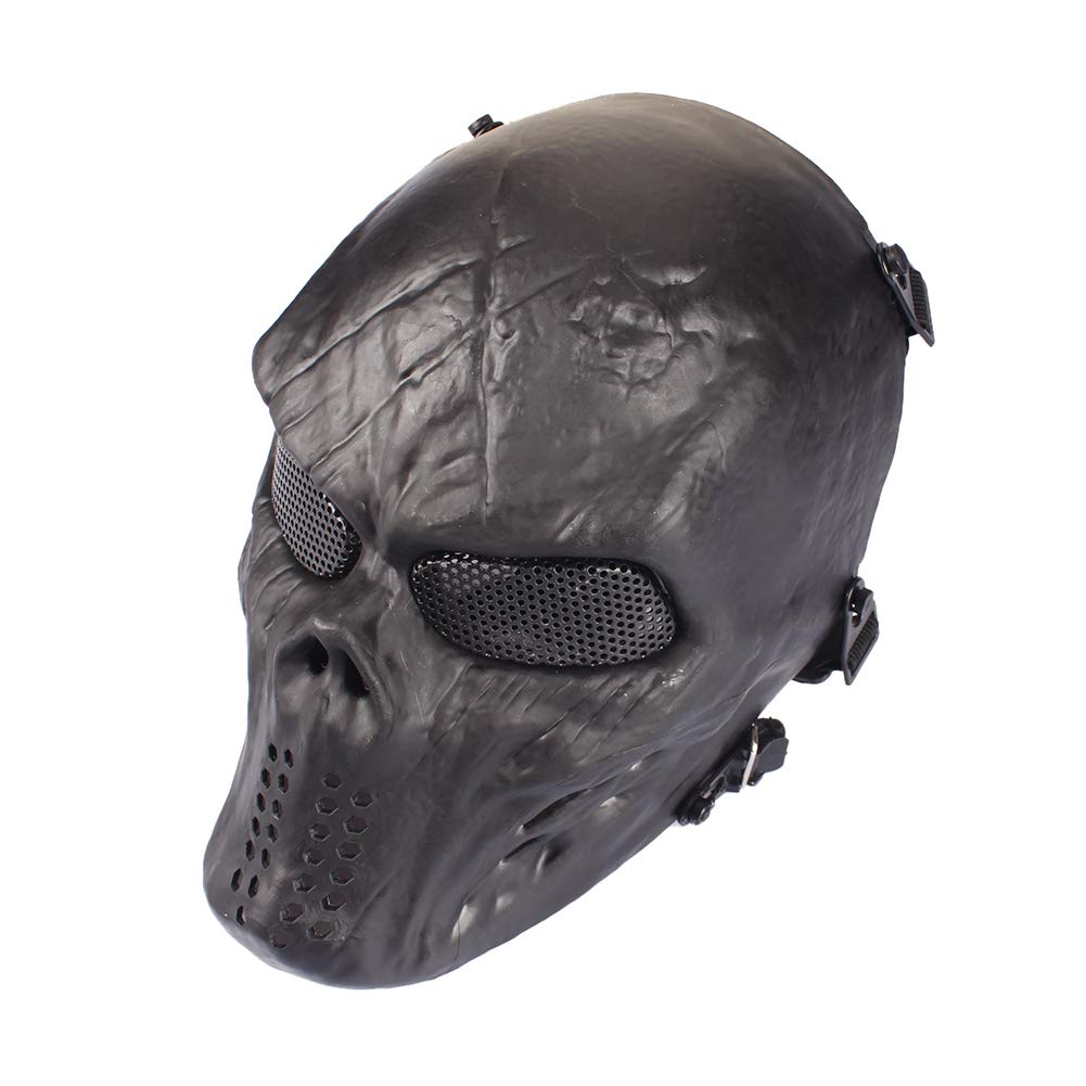 Outry Airsoft Skull Mask - Full Face Tactical Mask for Airsoft & Paintball - Lightweight Protective Gear for Outdoor Sports, Cosplay and Halloween Costumes