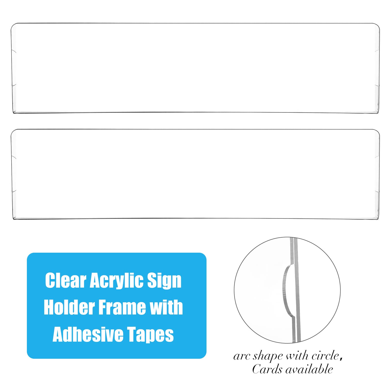 2-Pack Clear Acrylic Wall Name Plate Holders - 8 Inch Horizontal Plastic Sign Frames with Adhesive Tape for Office, Home & Classroom - Perfect for Door Nameplates, Desk Signs & Display Trays (30 Sets) - Ideal for Professional Offices, School Classrooms & Home Organization