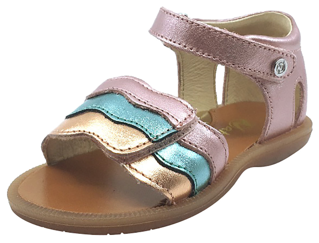Naturino Girls Metallic Rainbow Sandals with Adjustable Hook and Loop Strap - Comfortable Summer Beach Shoes for Toddler & Kids Outdoor Play