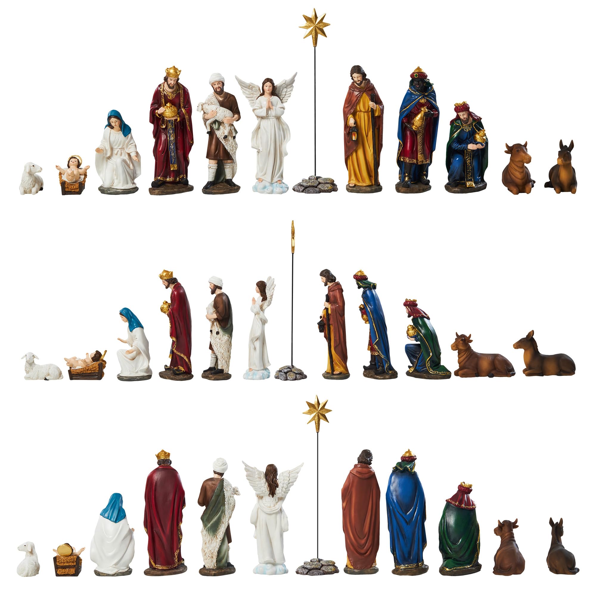 13-Piece Nativity Set for Christmas - 7.9 Inch Tabletop Nativity Scene with Resin Figurines, Religious Home Decor for Holidays | Perfect for Mantel Displays, Church Altars & Gift Giving