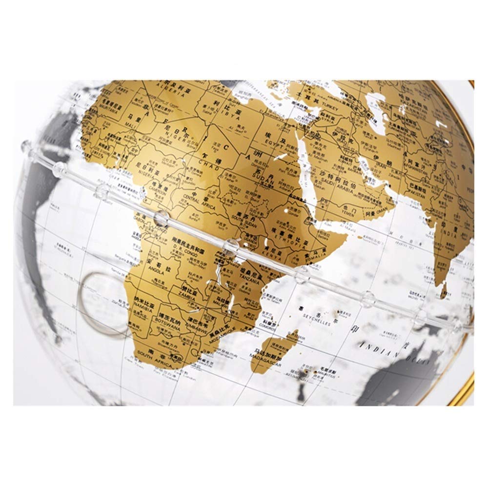 Rotating World Globe with Stand - Educational Desktop Earth Globe for Kids & Adults, Gold - Perfect for Home, Office & Classroom Learning