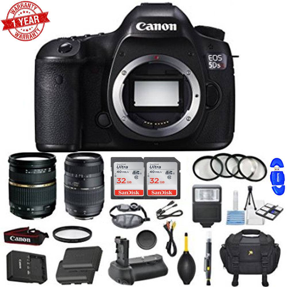 Canon EOS 5DS R 50.6MP Full Frame Digital SLR Camera with Tamron 28-75mm f/2.8 & 70-300mm f/4-5.6 Lenses + Accessory Kit - Professional Photography for Portraits, Landscapes & Sports