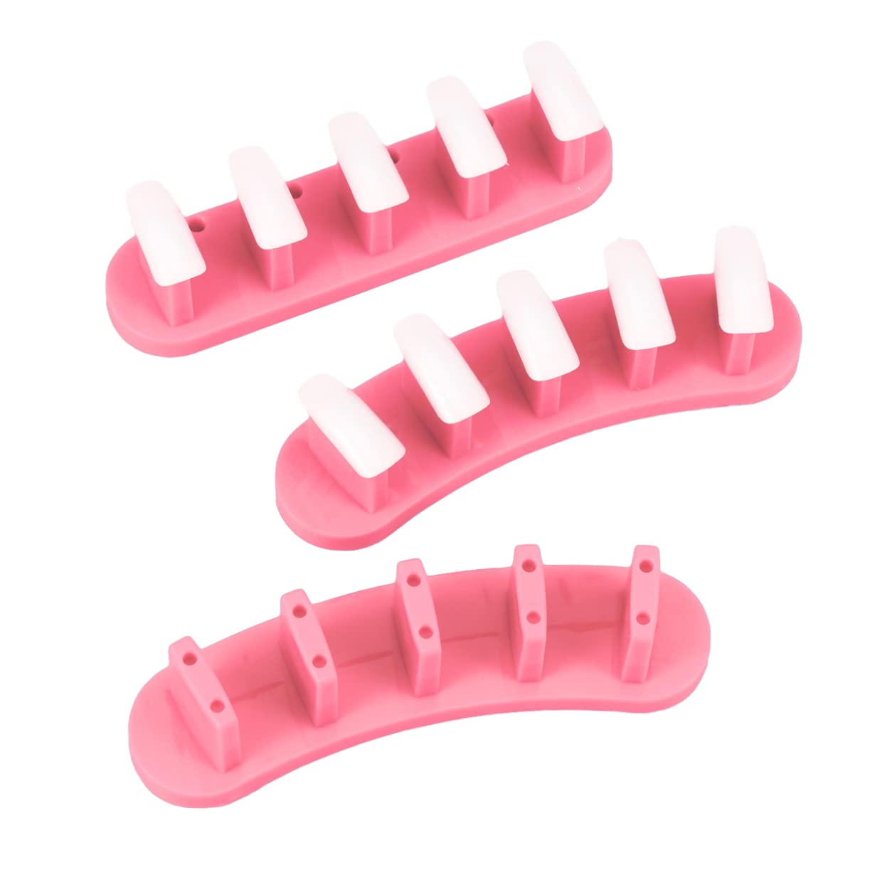Lurrose 3-Piece Nail Art Display Stand Set - Manicure Training Holder for False Nails, Nail Tips & Nail Painting - Pink Nail Art Tool Kit for Salon, Home & Professional Use