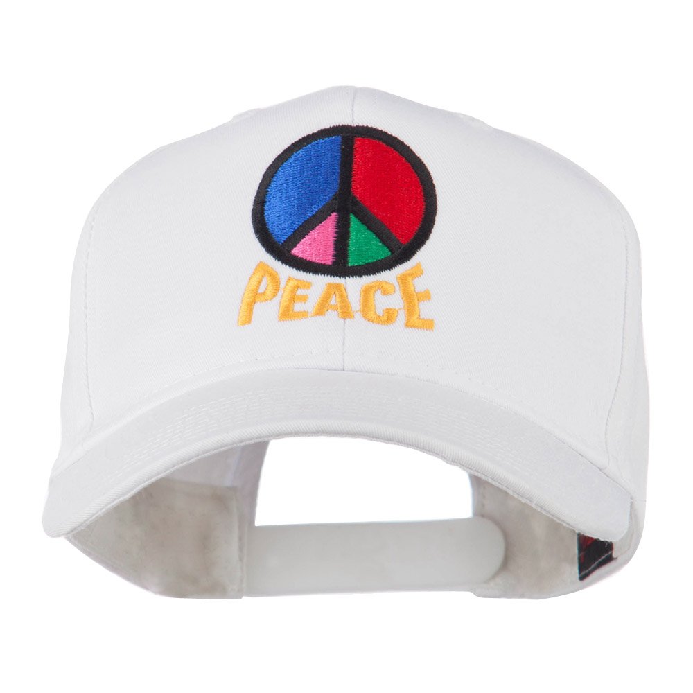 e4Hats.com Peace Symbol Embroidered Cotton Baseball Cap - Hippie Style Unisex Adjustable Dad Hat for Men & Women - Perfect for Music Festivals, Outdoor Activities & Casual Streetwear