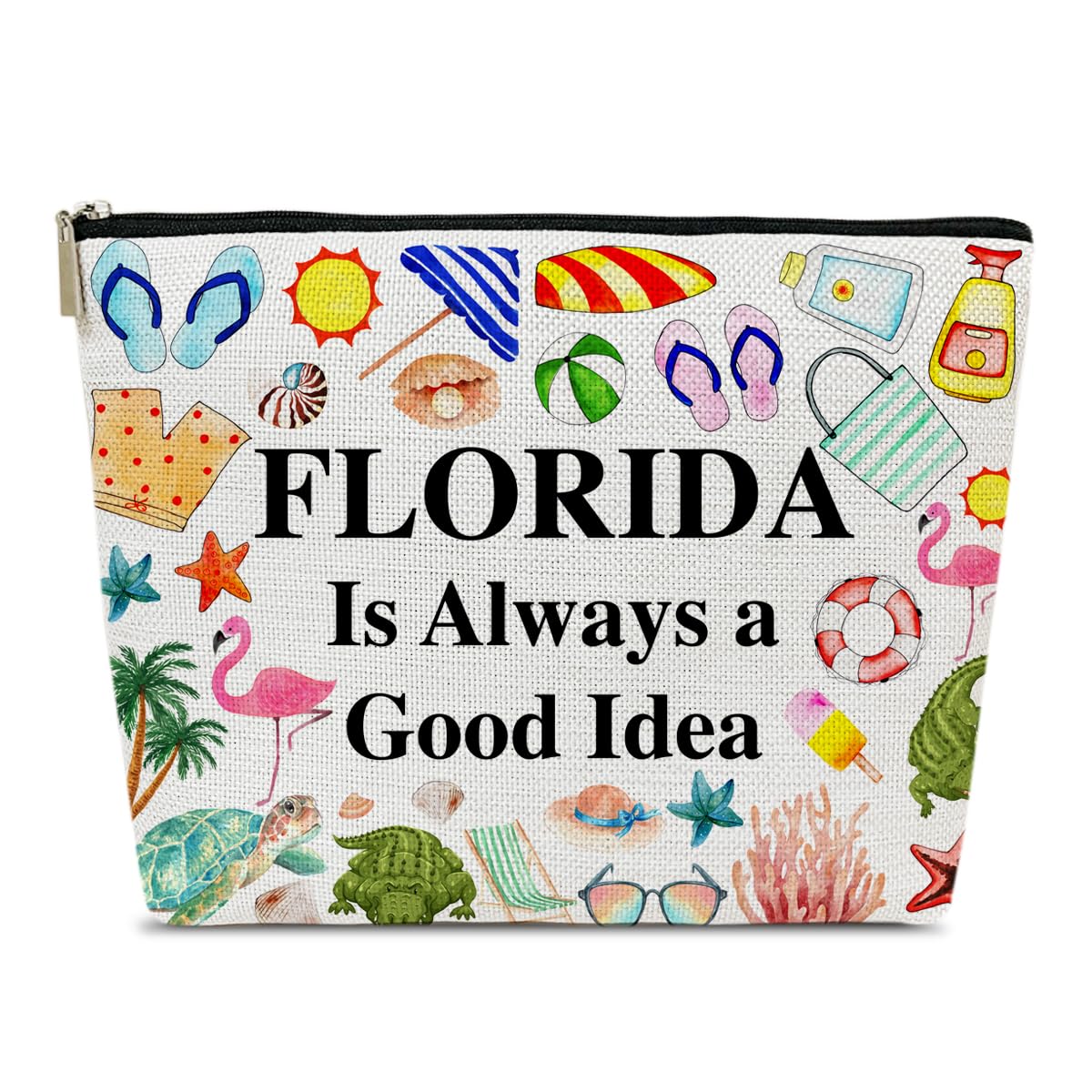 Florida Travel Makeup Bag - Waterproof Cosmetic Organizer for Women | Perfect Florida Girl Gift, Vacation Souvenir & Travel Accessories | Great for Beach Trips, Cruise Vacations & Airplane Carry-Ons