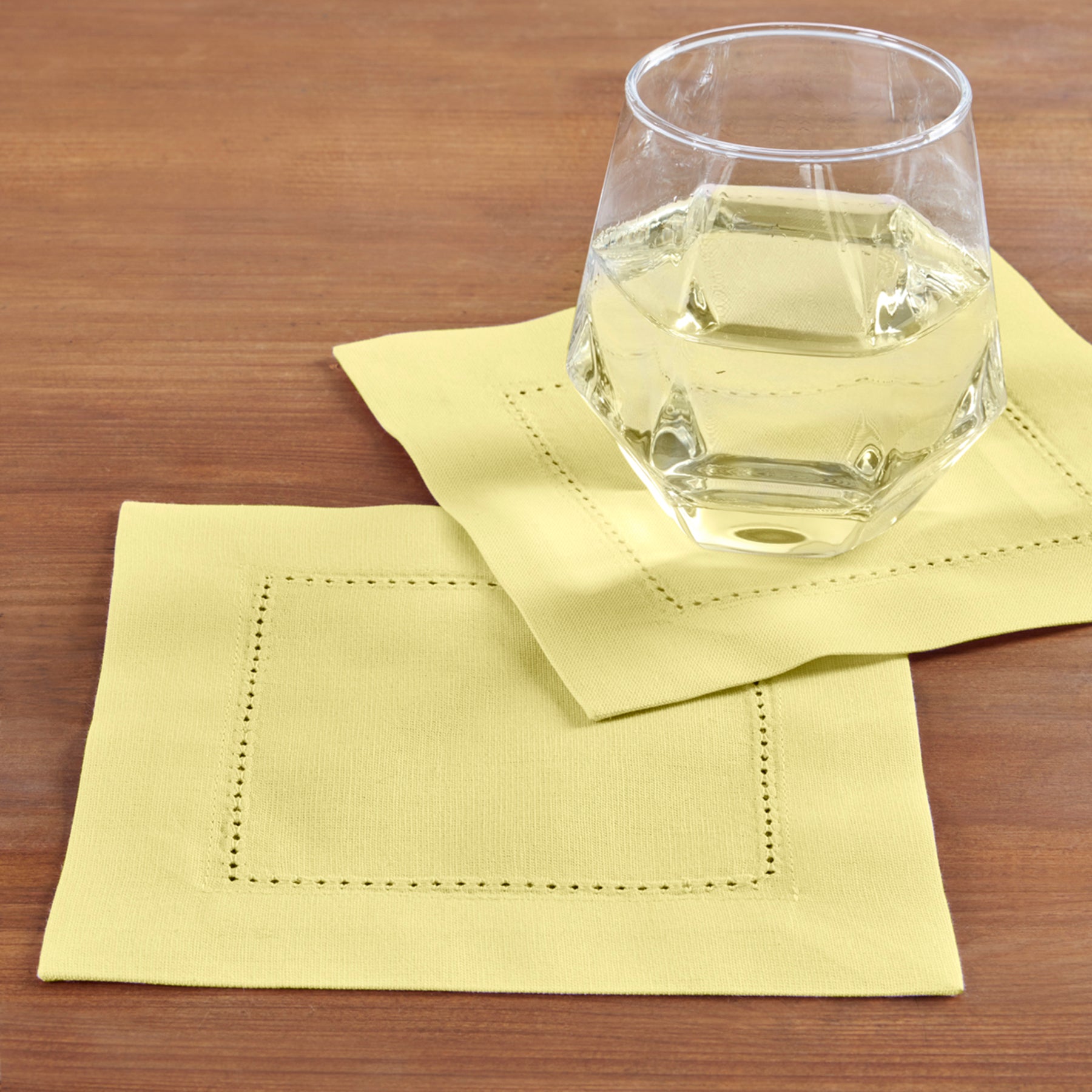 Premium Cotton Linen Hemstitch Cocktail Napkins - 12 Pack Elegant Dinner Napkins for Parties, Weddings & Home Decor - Absorbent & Reusable Beverage Napkins for Drinks & Appetizers