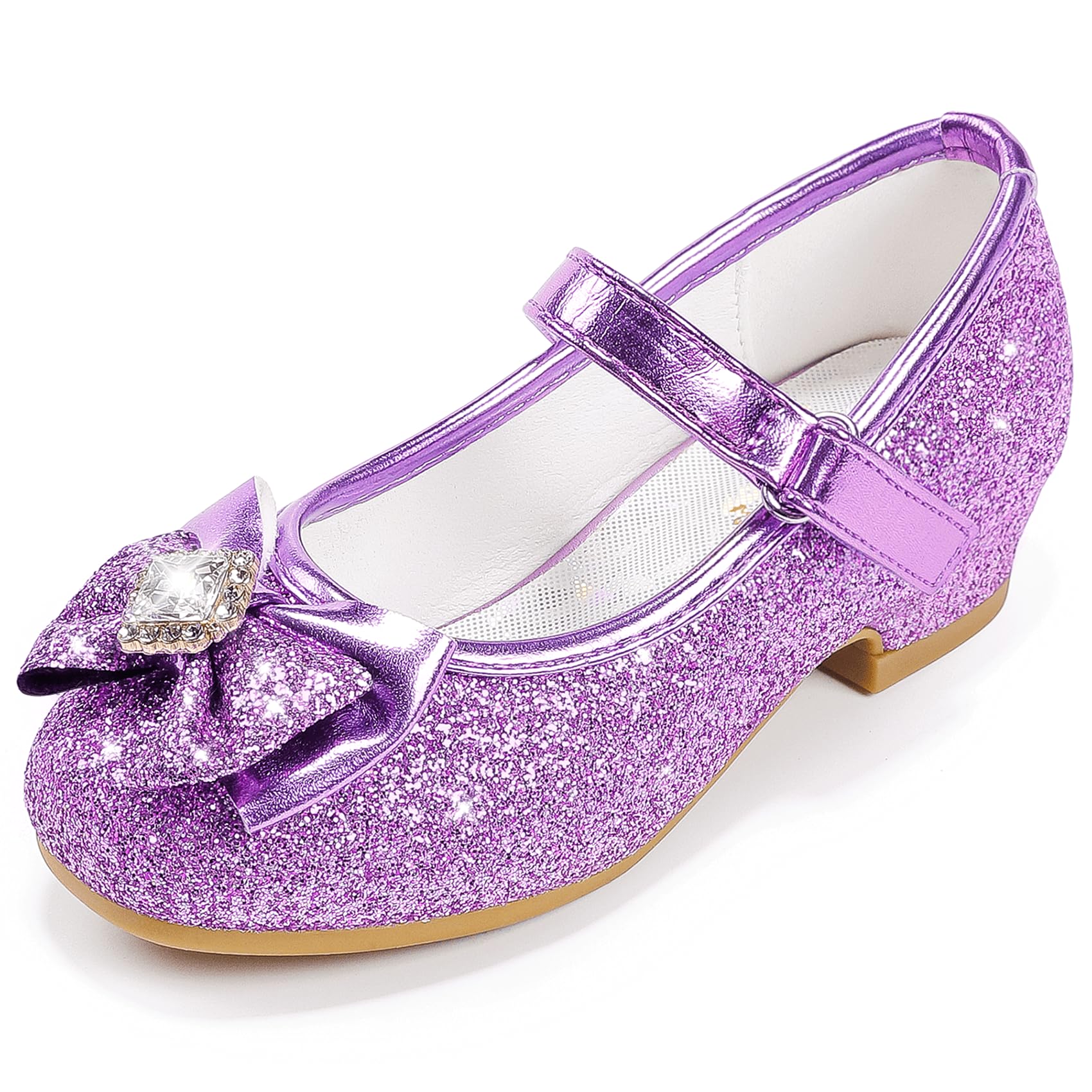 Furdeour Girls Mary Jane Dress Shoes - Glitter Princess Heels for Wedding, Flower Girl & Bridesmaid | Toddler & Kids Formal Occasion Shoes for Parties, Pageants & Special Events