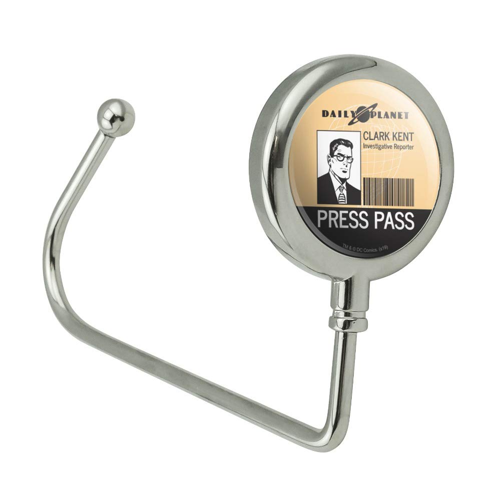 Superman Clark Kent Press Pass Purse Hanger Hook - Cute Novelty Bag Holder for Keys & Accessories - Perfect for Cosplay, Comic Con & Superman Fans