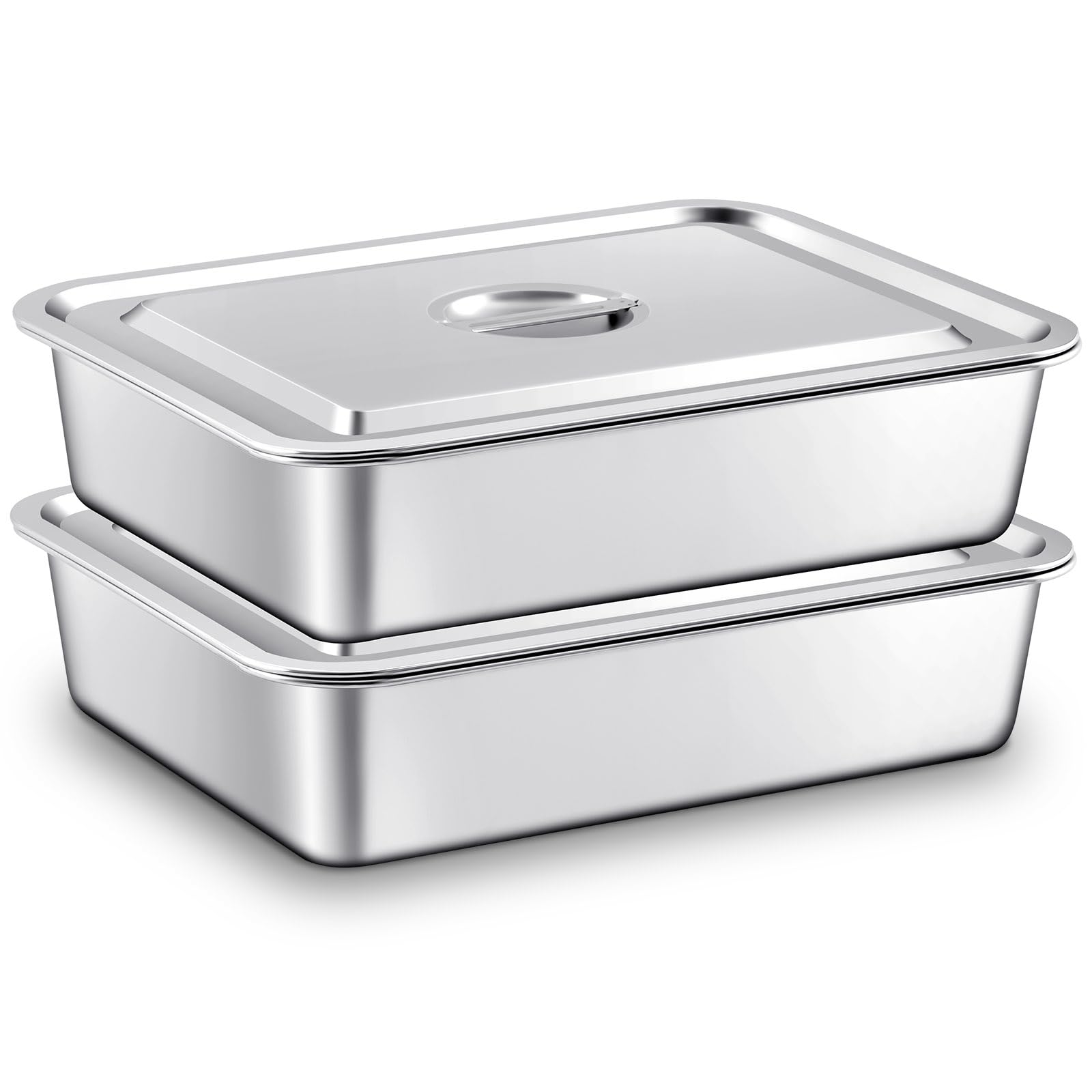 2 Pack Stainless Steel Bus Tubs with Lids - 4