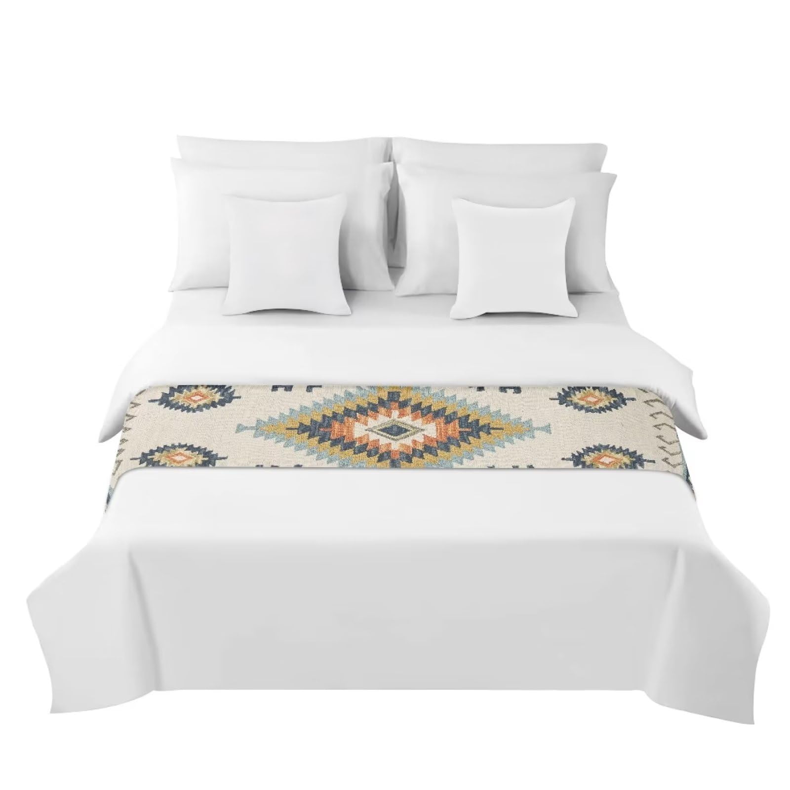 Southwestern King Bed Runner - Boho Western Bed Scarf, Aztec Tribal Throw Blanket & Rug for Bed Decor - Perfect for Home, Hotel & Bedroom Styling (Native American Inspired)