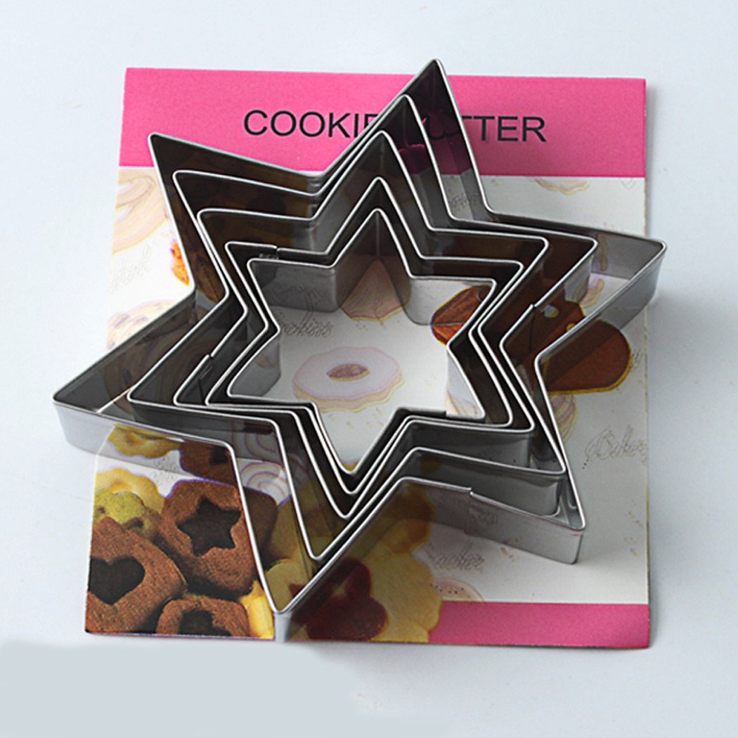 Premium Stainless Steel Hexagonal Star Cookie Cutters Set of 5 - Professional Baking Tools for Cookies, Biscuits, Chocolate Molds - Perfect for Holiday Baking, Birthday Parties & DIY Dessert Decorating