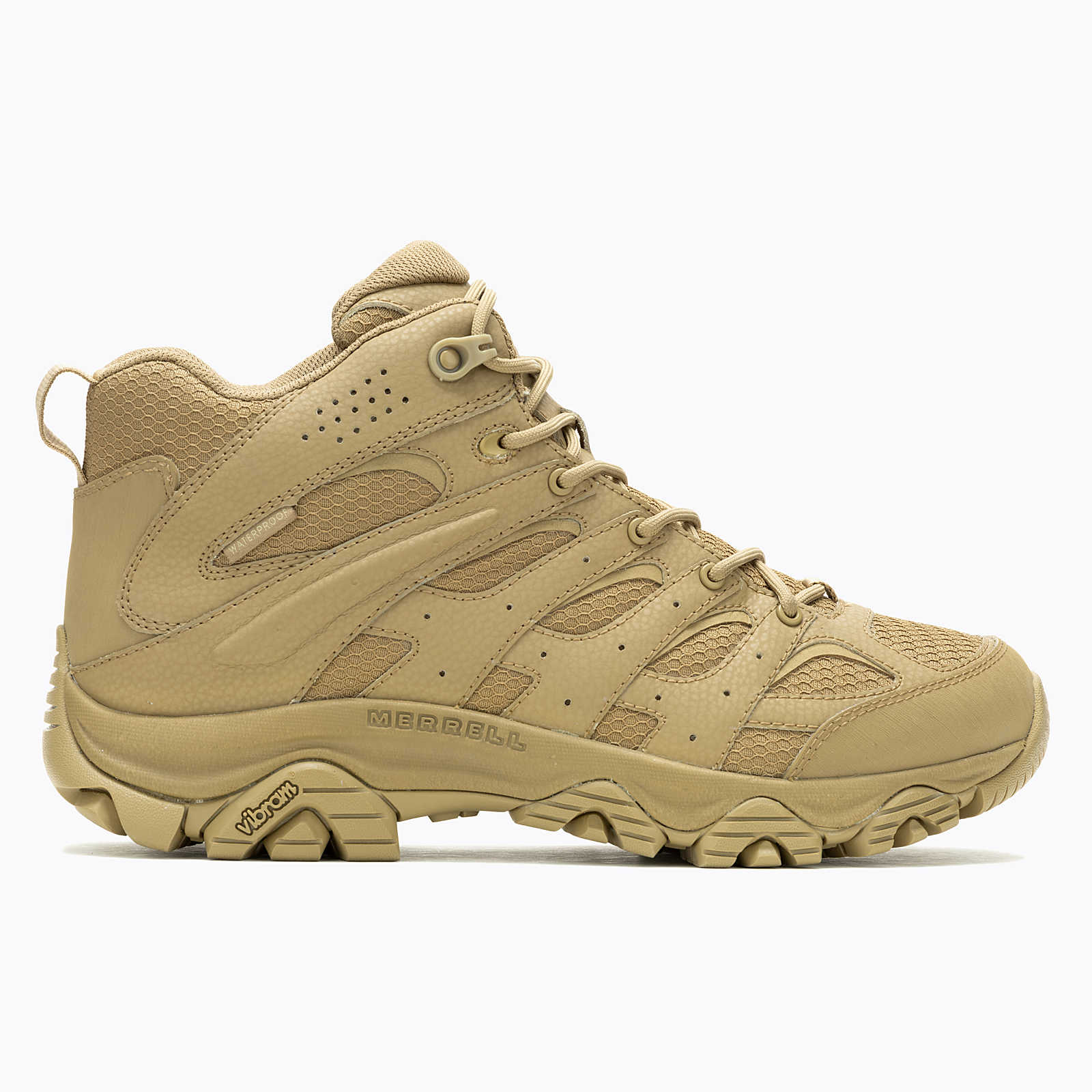 Moab 3 Mid Men's Tactical Work Boots WP - Waterproof Hiking & Outdoor Boots for Construction, Hunting & Military Use - Dark Coyote Color