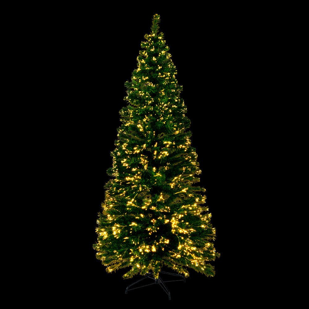 1.8M LED Christmas Tree with Warm White Fiber Optic Lights - Perfect for Holiday Home Decor, Office, and Party Celebrations