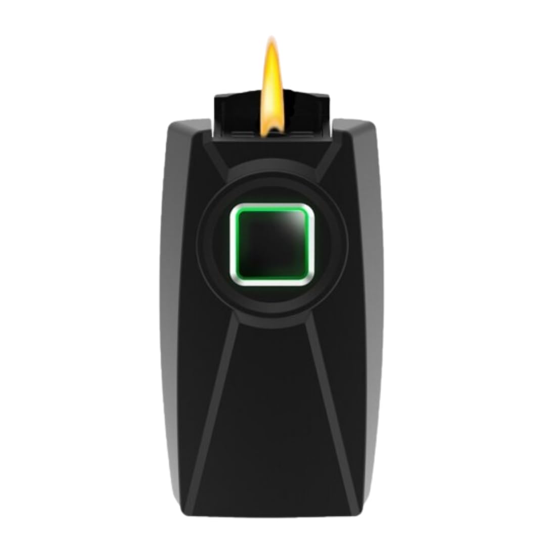 GEI Black Biometric Fingerprint Pocket Lighter - 1 Pack, Windproof & Refillable - Perfect for Camping, Hiking, and Outdoor Adventures
