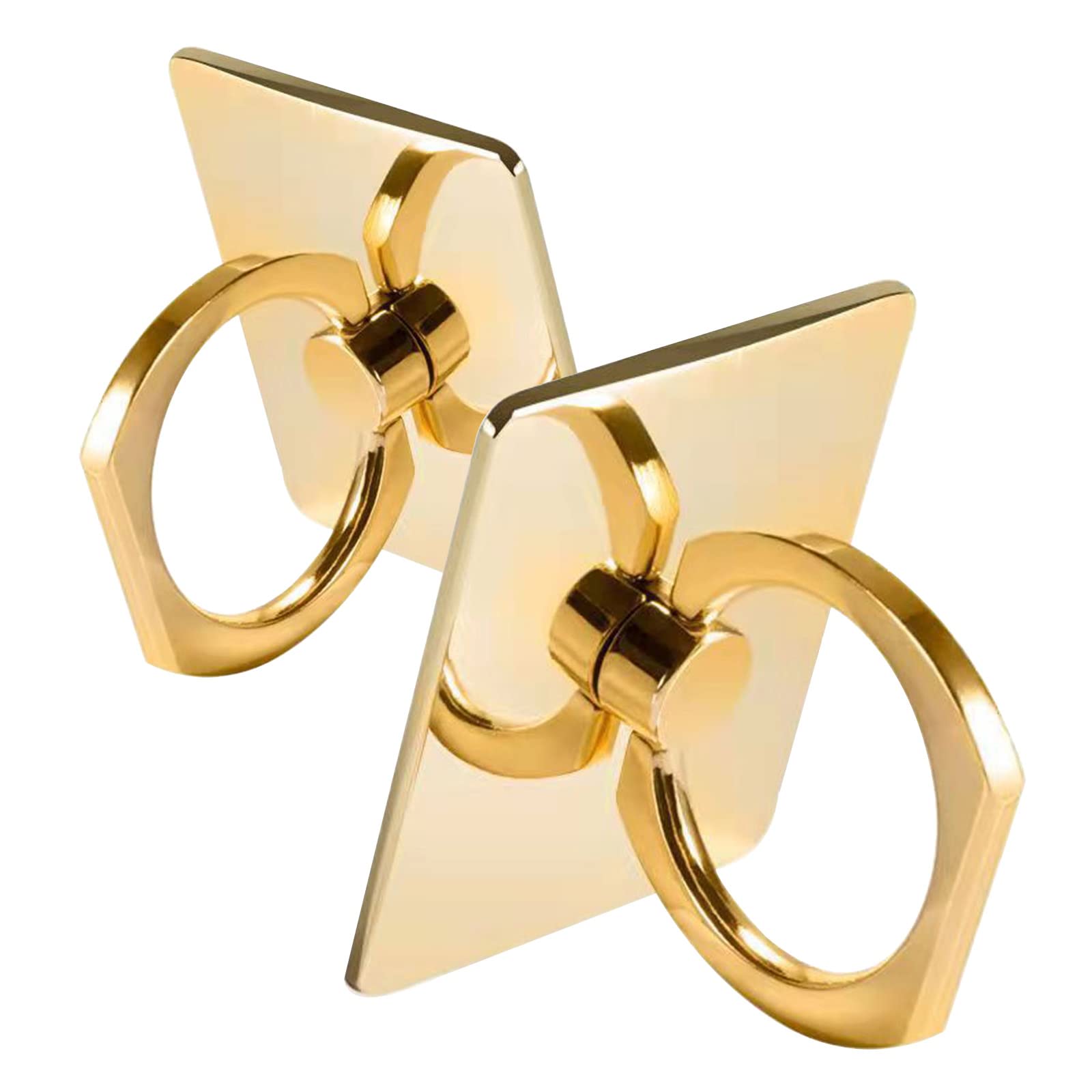 2 Pack 360° Rotating Phone Ring Holder - Gold Metal Kickstand for Phones & Tablets
