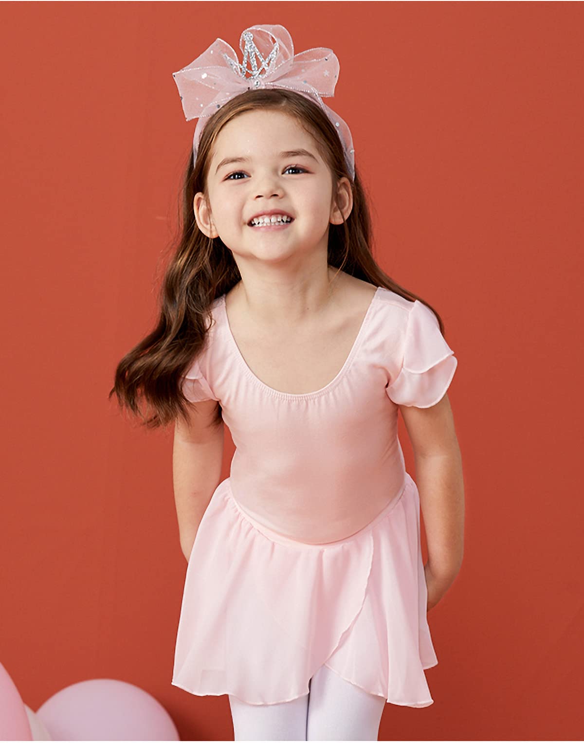 MDNMD Toddler Ballet Leotard with Skirt - Girls Dance Leotard & Tutu Outfit for Ballet, Gymnastics, Recital - Classic Short Sleeve Ballerina Dress for Toddlers - Perfect for Dance Class, Performance & Playtime