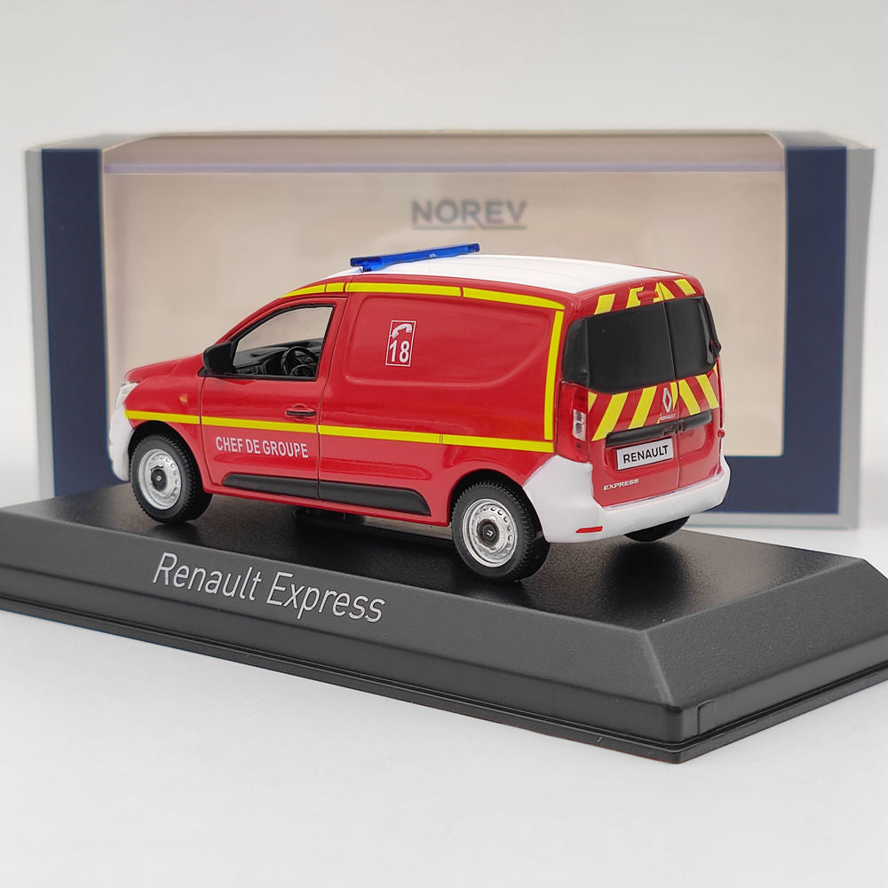 1/43 Scale Norev Renault Express Fire Chief Group Leader 2021 Diecast Model Car - Collectible Gift for Fire Truck Enthusiasts & Model Car Hobbyists - Perfect for Display, Gifting, and Diorama Scenes