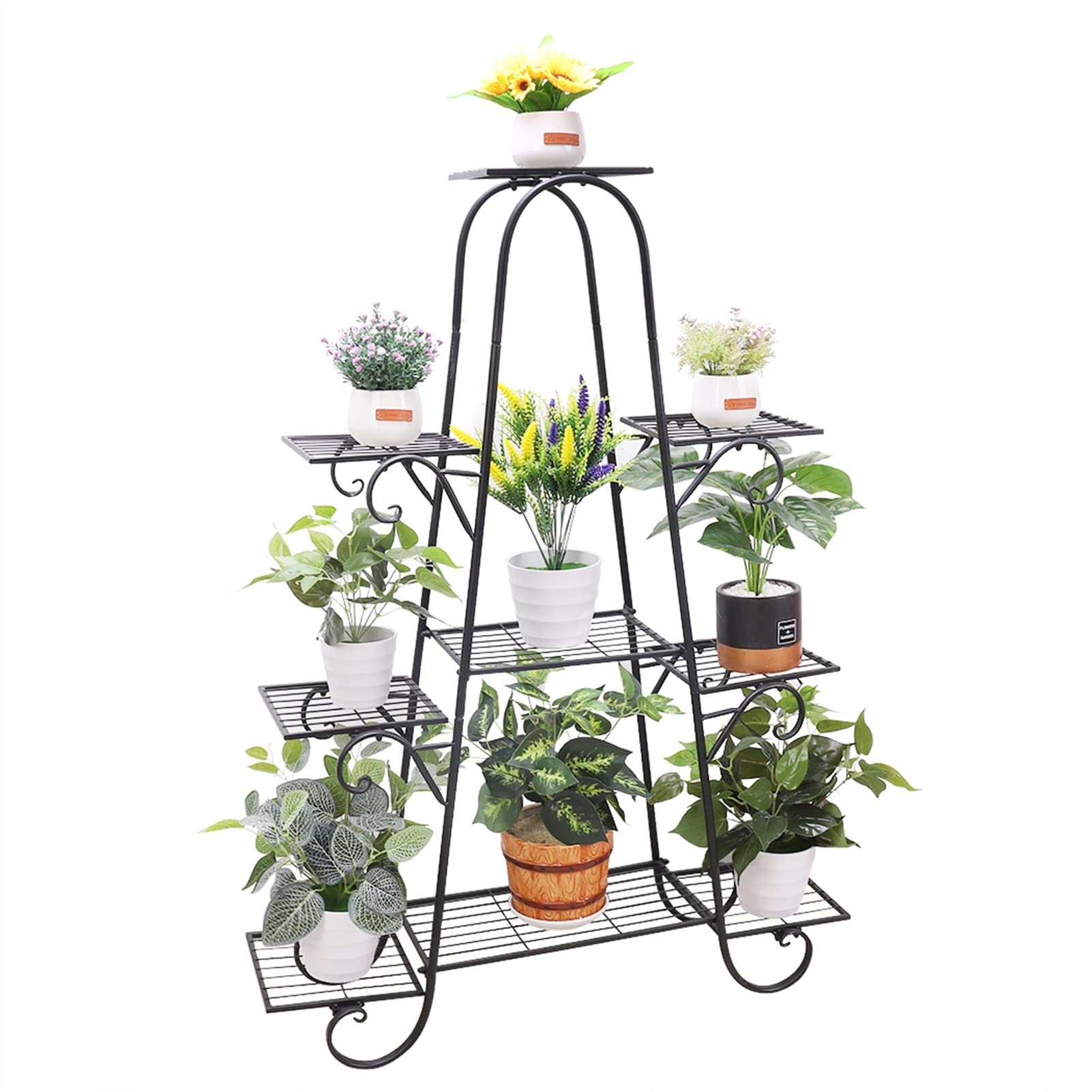 9-Tier Metal Flower Stand for Indoor & Outdoor Use - Multi-Layer Plant Shelf for Potted Plants, Balcony, Lawn, Patio & Garden Decor