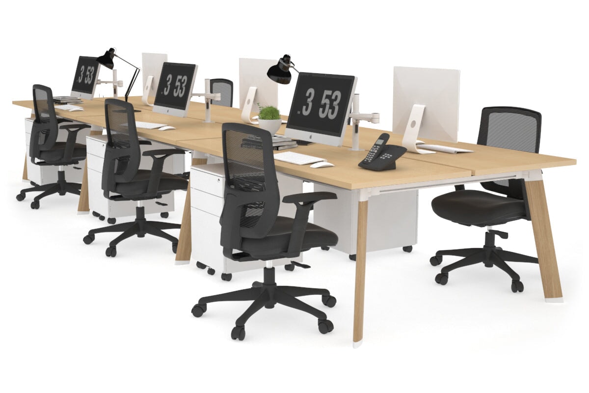 6-Person Wooden Workstation with Imprint Frame - 1600L x 700W Dimensions - Ideal for Office, Conference Room & Collaborative Workspaces