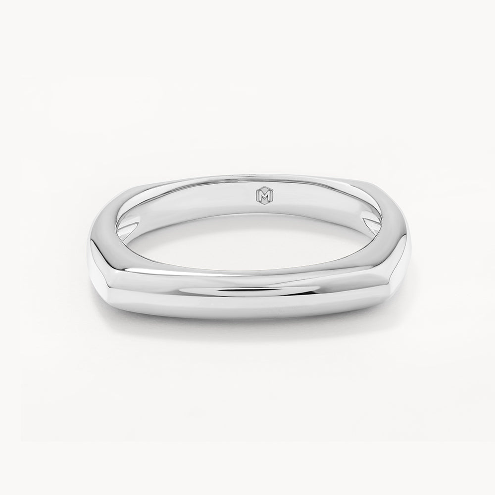 Sterling Silver Square Edge Ring for Women - Minimalist Geometric Jewelry for Everyday Wear & Special Occasions