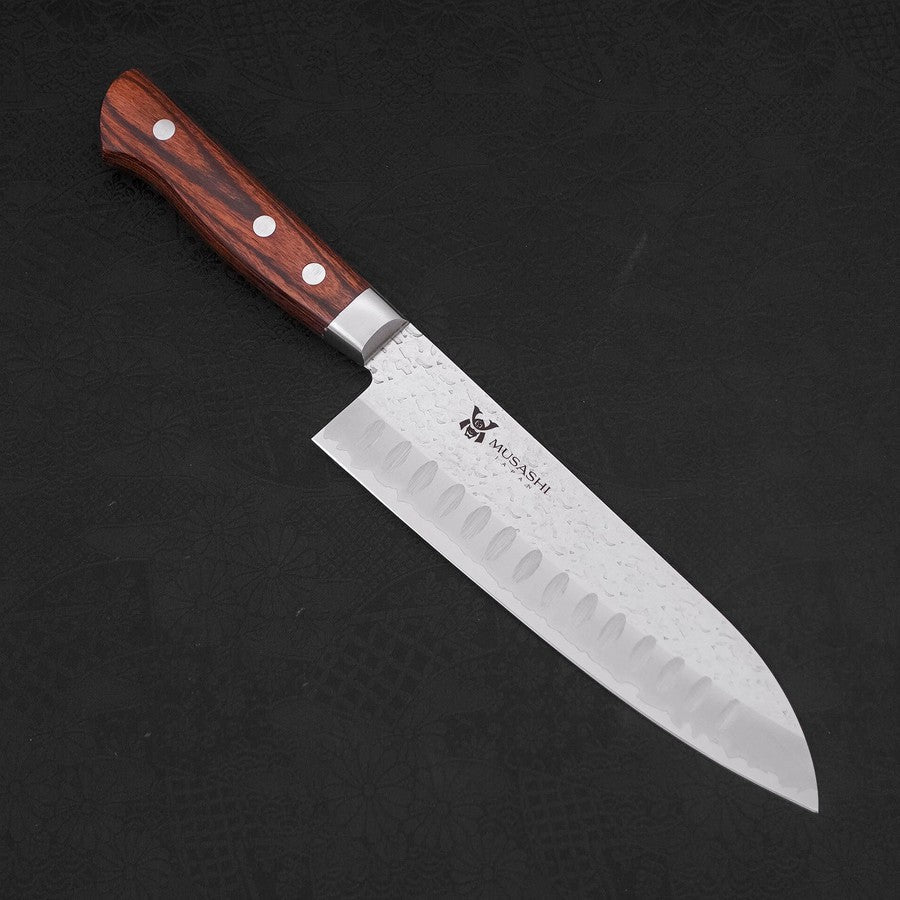 Premium Santoku Knife 180mm - VG-10 Stainless Steel Blade with Tsuchime Hammered Finish & Ergonomic Western Handle - Perfect for Slicing, Dicing, and Chopping Vegetables, Meat, and Fish