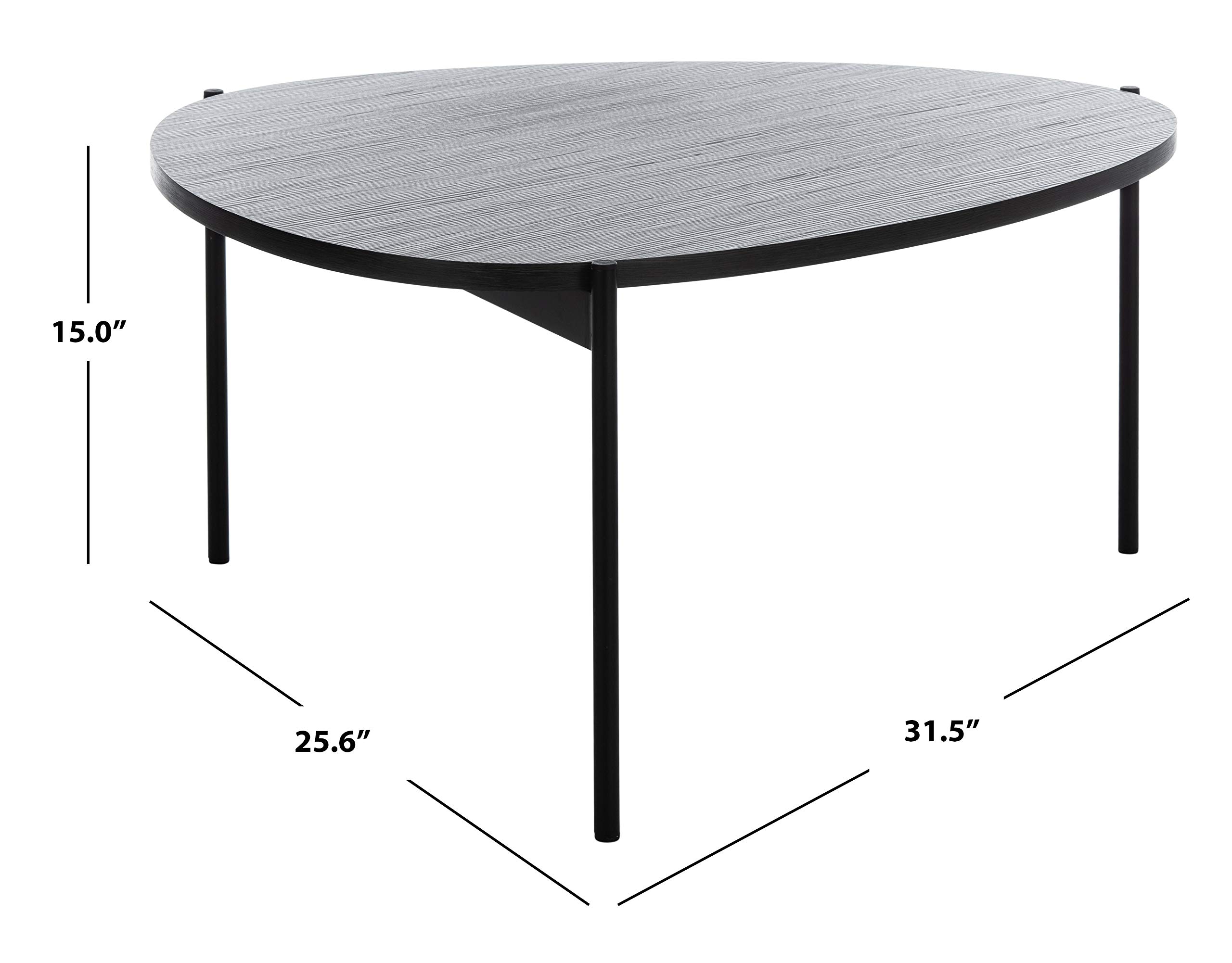 Safavieh Sven Modern Dark Grey Oak & Black Coffee Table - Stylish Living Room Furniture for Small Spaces & Apartments