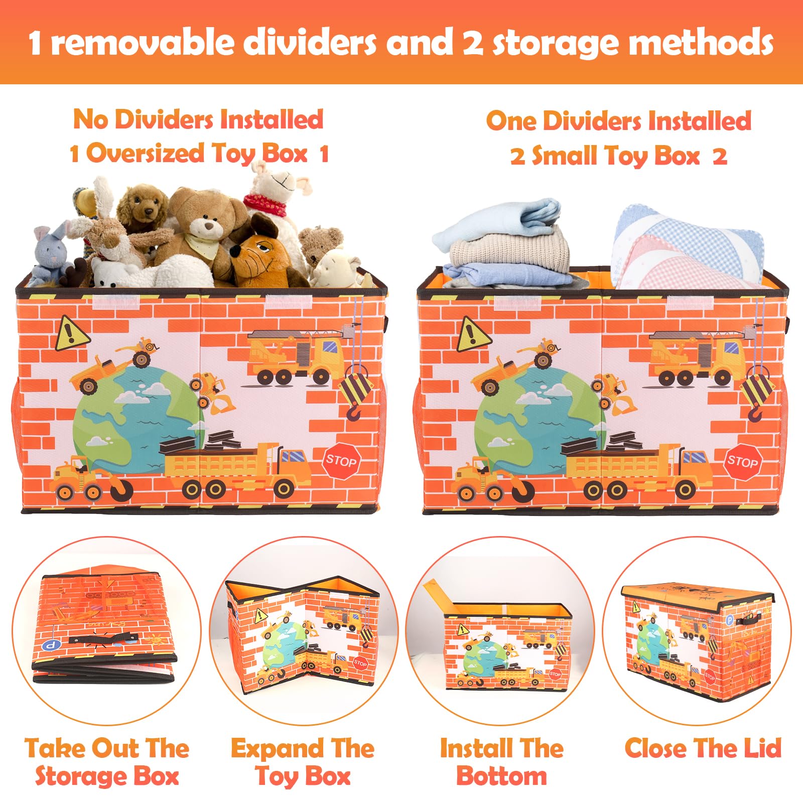 Collapsible Large Toy Storage Box with Lid - 25