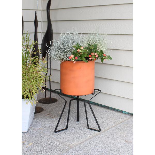 Florence Planter with Steel Patina Pot - Modern Indoor/Outdoor Flower Pot for Home Decor, Office, Garden & Patio