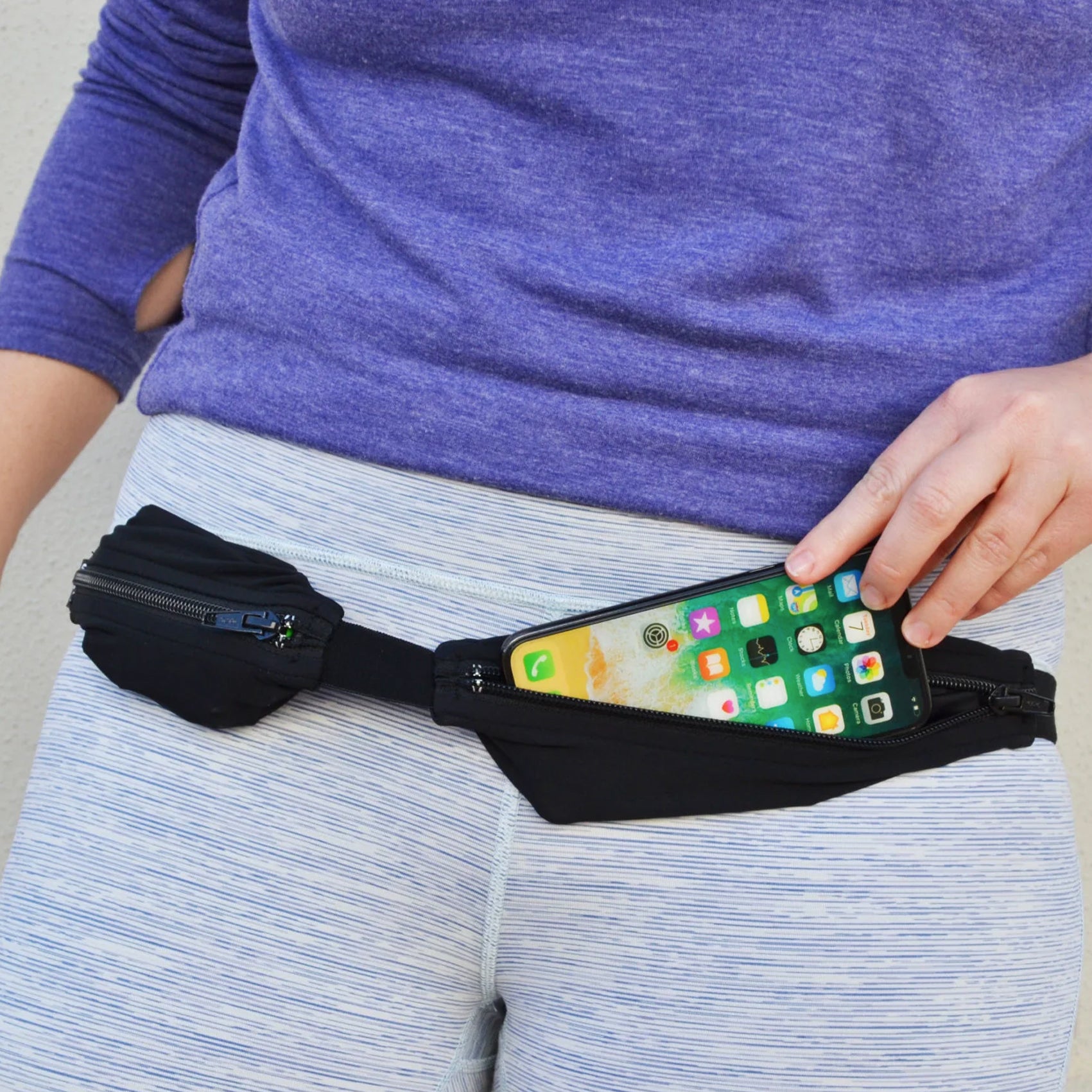 SpiBelt Dual Pocket Pro Running Belt - Adjustable Waist Pack for Jogging, Hiking & Travel - Secure Storage for Phone, Keys & Essentials | Perfect for Runners, Gym & Outdoor Activities