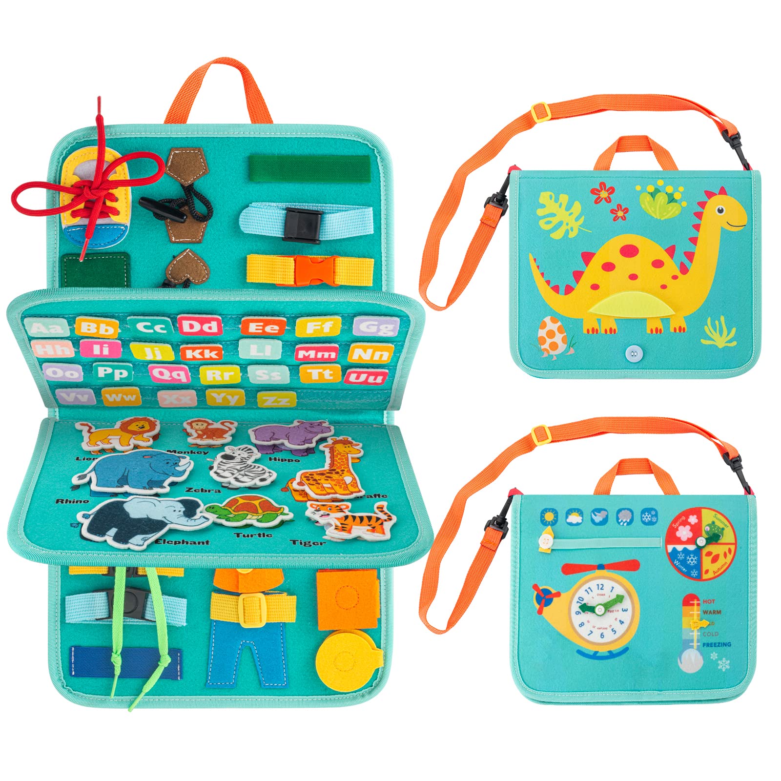 Montessori Busy Board Sensory Toys for Toddlers 3-6 Years - Educational Travel Activity Board for Autism Learning - Perfect for Boys & Girls Birthday Gifts (Blue) - Ideal for Airplane Travel, Car Rides & Quiet Time Play