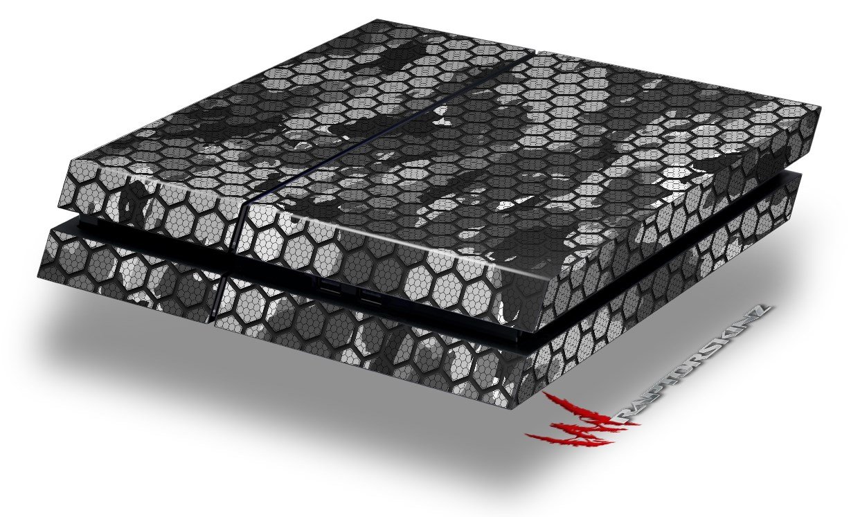 HEX Mesh Camo 01 Gray Vinyl Skin Decal for Original PS4 Gaming Console - Protective Cover for Enhanced Grip & Scratch Resistance | Perfect for Gaming Enthusiasts & Console Protection