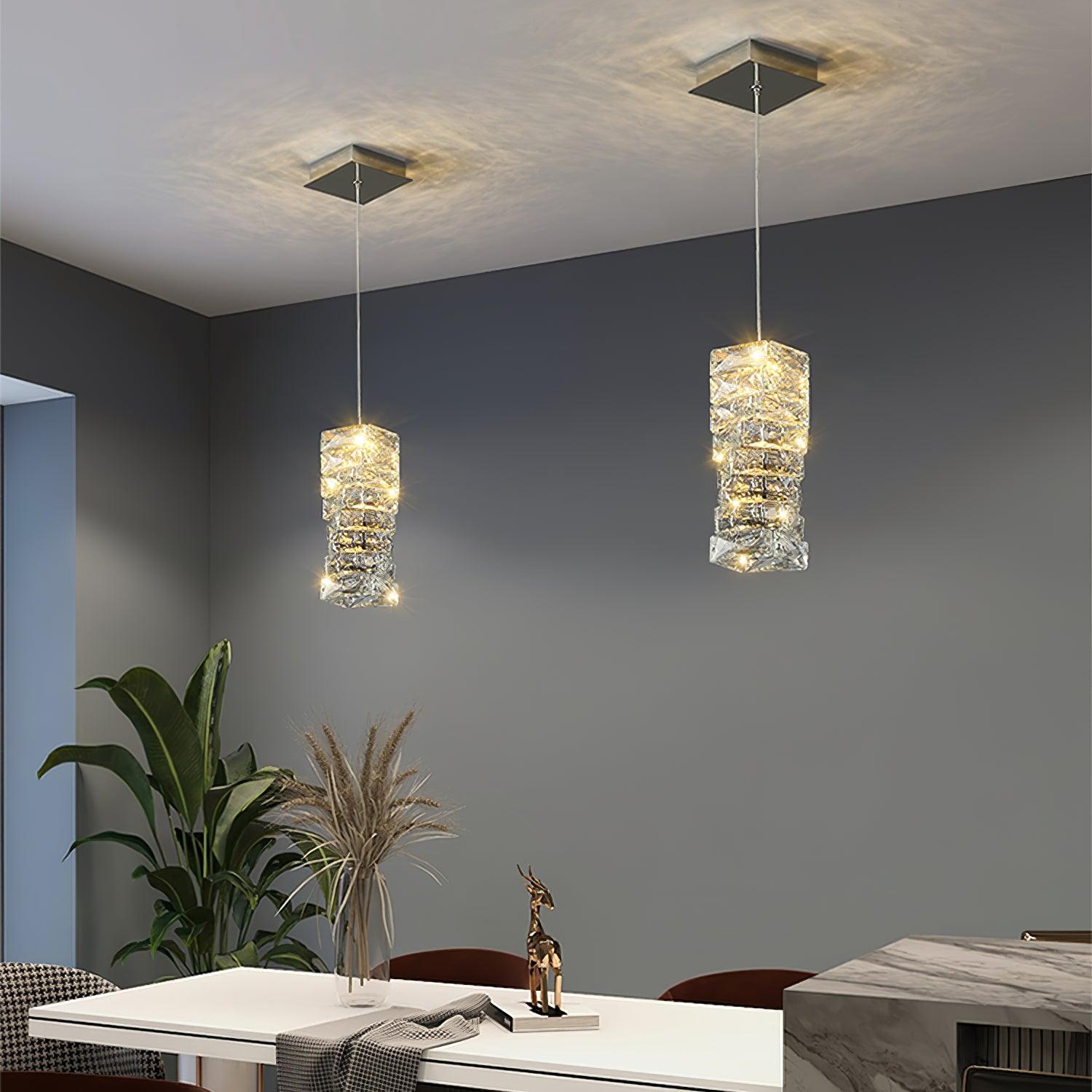 Crystal Pendant Lamp - Elegant Chandelier Lighting for Dining Room, Bedroom & Living Room Decor