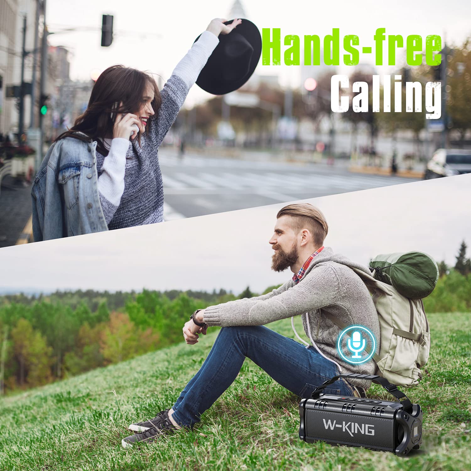 W-KING 90W Bluetooth Speaker with Deep Bass, IPX6 Waterproof, 40H Playtime - Wireless Portable Speaker for Home, Party, Camping, Beach & Outdoor Adventures | Bluetooth 5.0, Stereo Pairing, TF Card & NFC Support