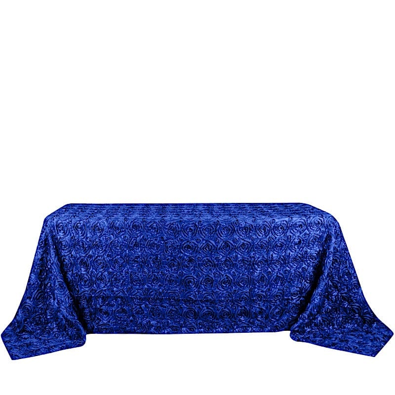 90x132 Inch Satin Ribbon Roses Rectangle Tablecloth - Elegant Dining Table Cover for Weddings, Parties & Home Decor