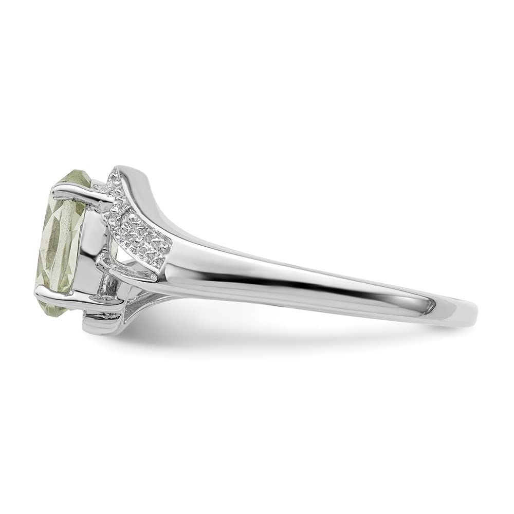 1.06ct Oval Cut Prasiolite & Diamond Accent Engagement Ring - Vintage Style Wedding Band for Women, Perfect for Proposals, Anniversaries & Romantic Occasions