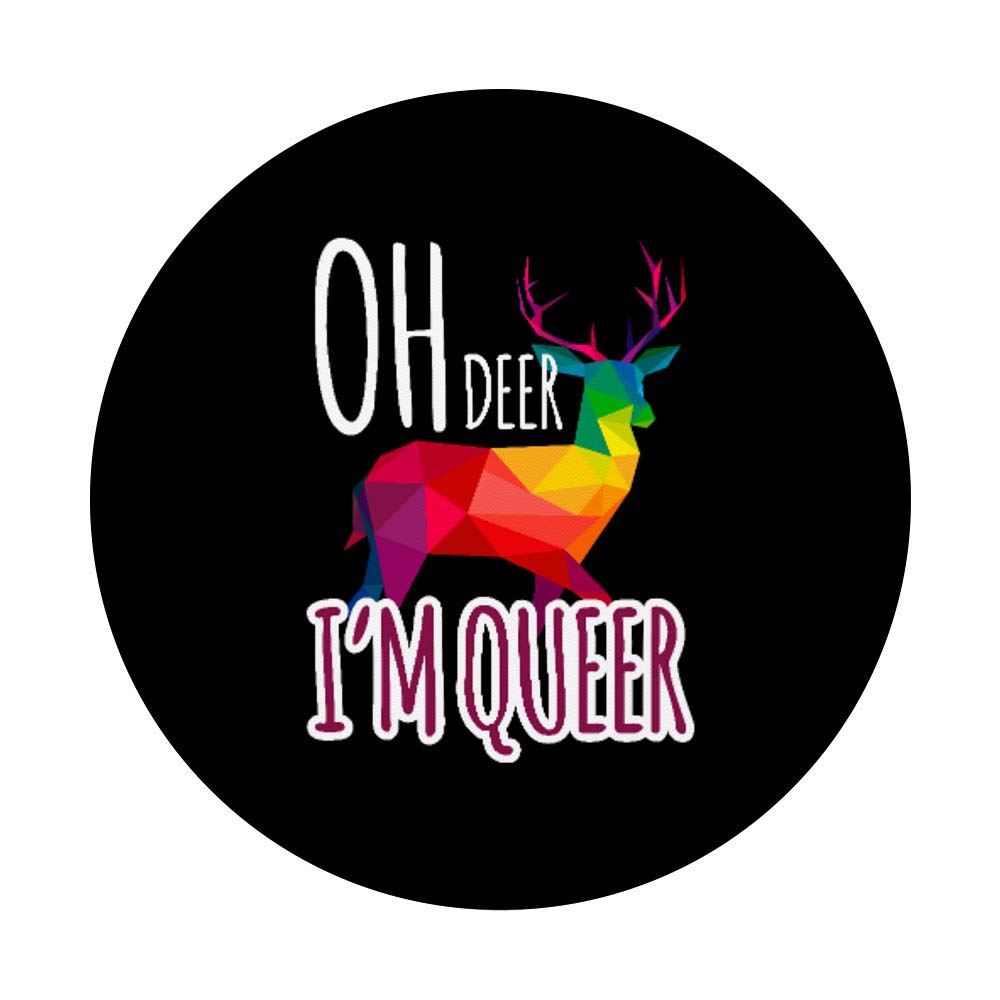 LGBT Pride Shirt - Gay & Lesbian March Graphic Tee - 'Oh Deer I'm Queer' Design - Swappable PopGrip for Popsockets | Perfect for Pride Parades, LGBTQ+ Events & Everyday Wear