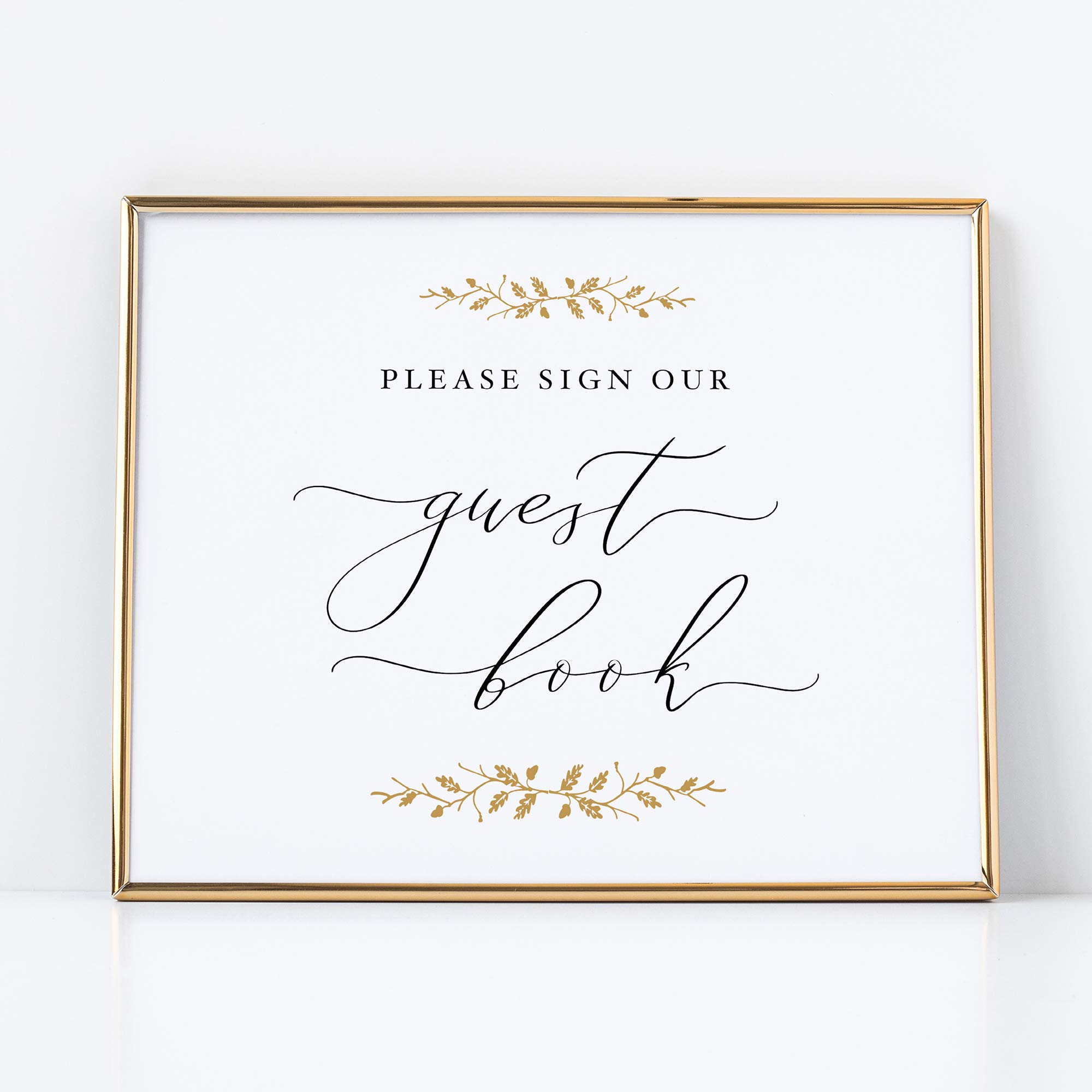 Elegant 8x10 Pearl & Gold Guestbook Sign for Weddings - Printed on Thick Pearlescent Cardstock - Perfect for Wedding Decor, Reception Entry Table, and Bridal Shower - UNFRAMED