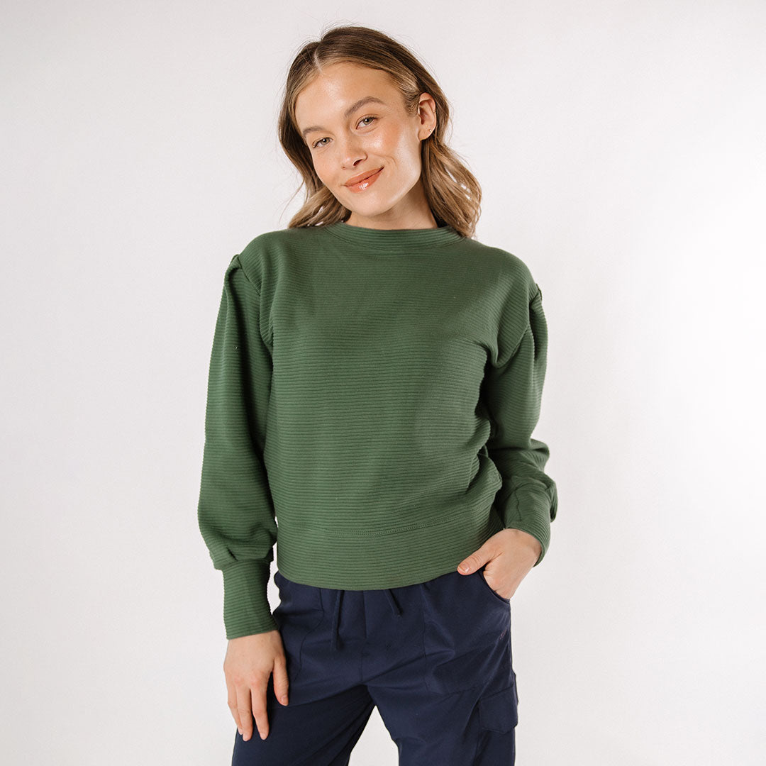 Atlas Ribbed Sweater for Women - Emerald Green Knit Pullover | Cozy Winter Fashion & Casual Outfit Essential