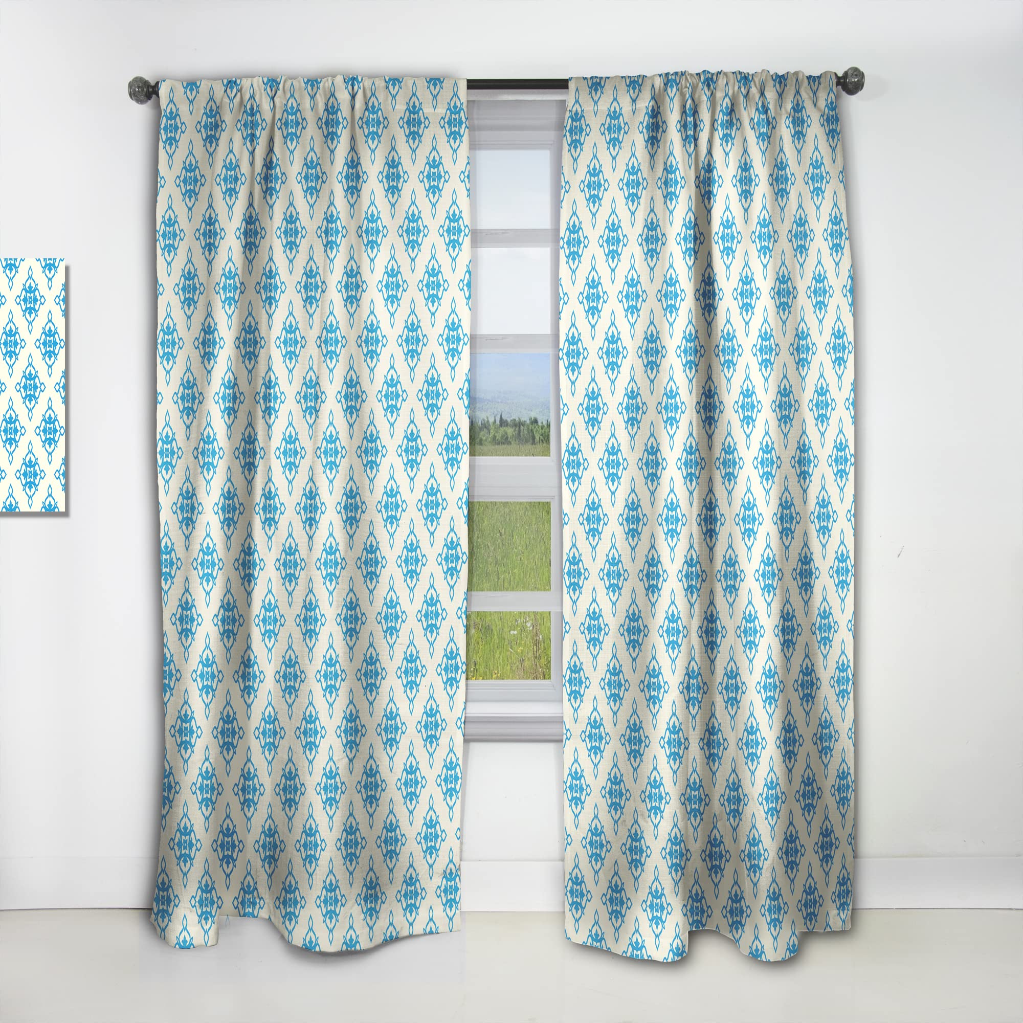 DesignQ Retro Ornamental Pattern Thermal Insulated Curtains - Single Panel 52x120 Inches - Blackout Drapes for Bedroom & Living Room - Perfect for Home Decor, Privacy & Energy Efficiency