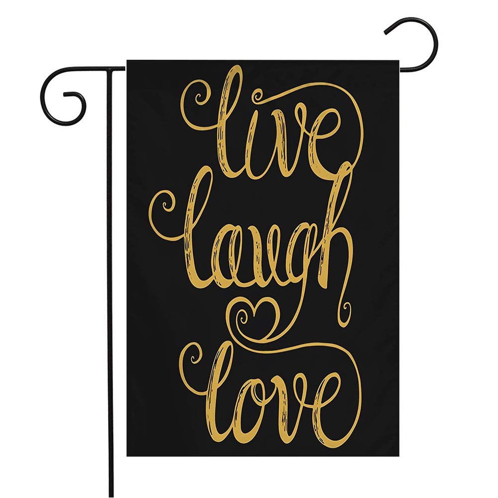 Live Laugh Love Welcome Garden Flag - 12x18 Inch Inspirational Outdoor Decor for Patio, Lawn & Home - Handwritten Lettering Seasonal Decoration - Perfect Housewarming Gift for Garden, Porch & Front Yard Decorations